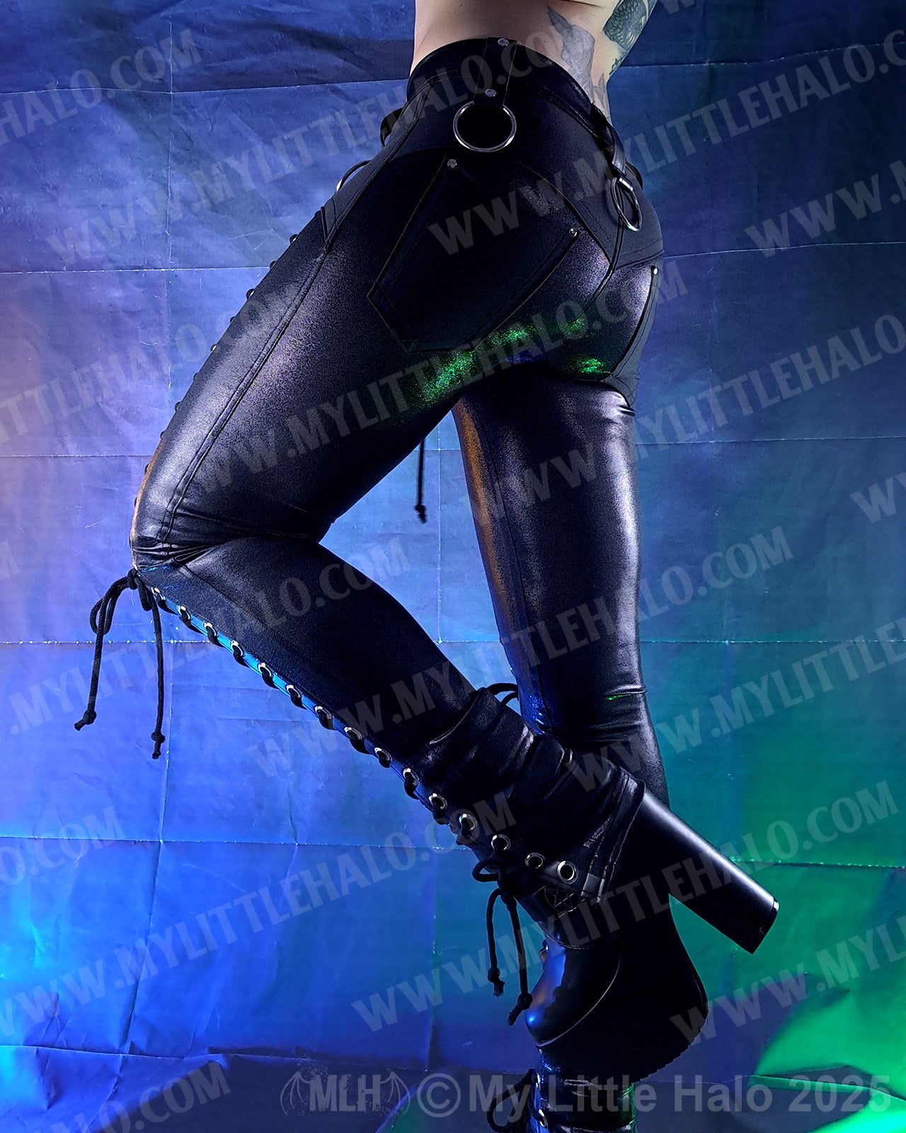 #10 Black Front Lace up Skinny Pants
