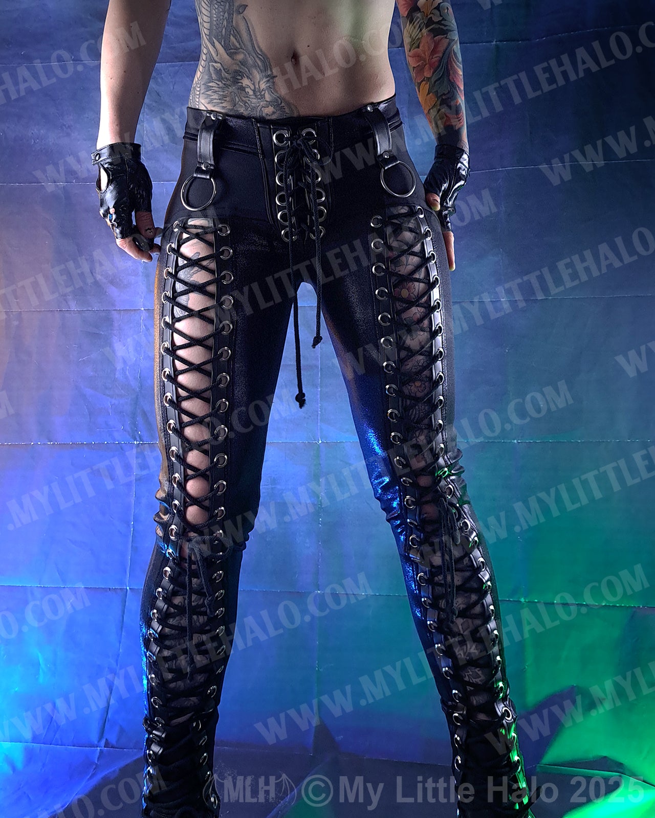 #10 Black Front Lace up Skinny Pants