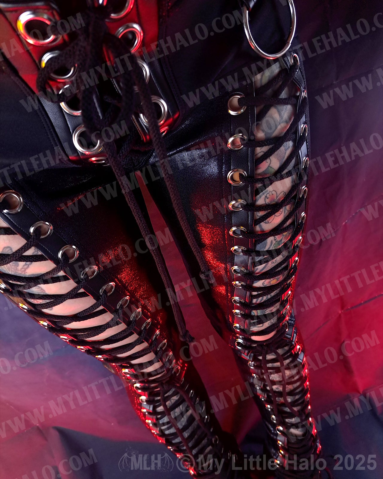 #10 Black Front Lace up Skinny Pants
