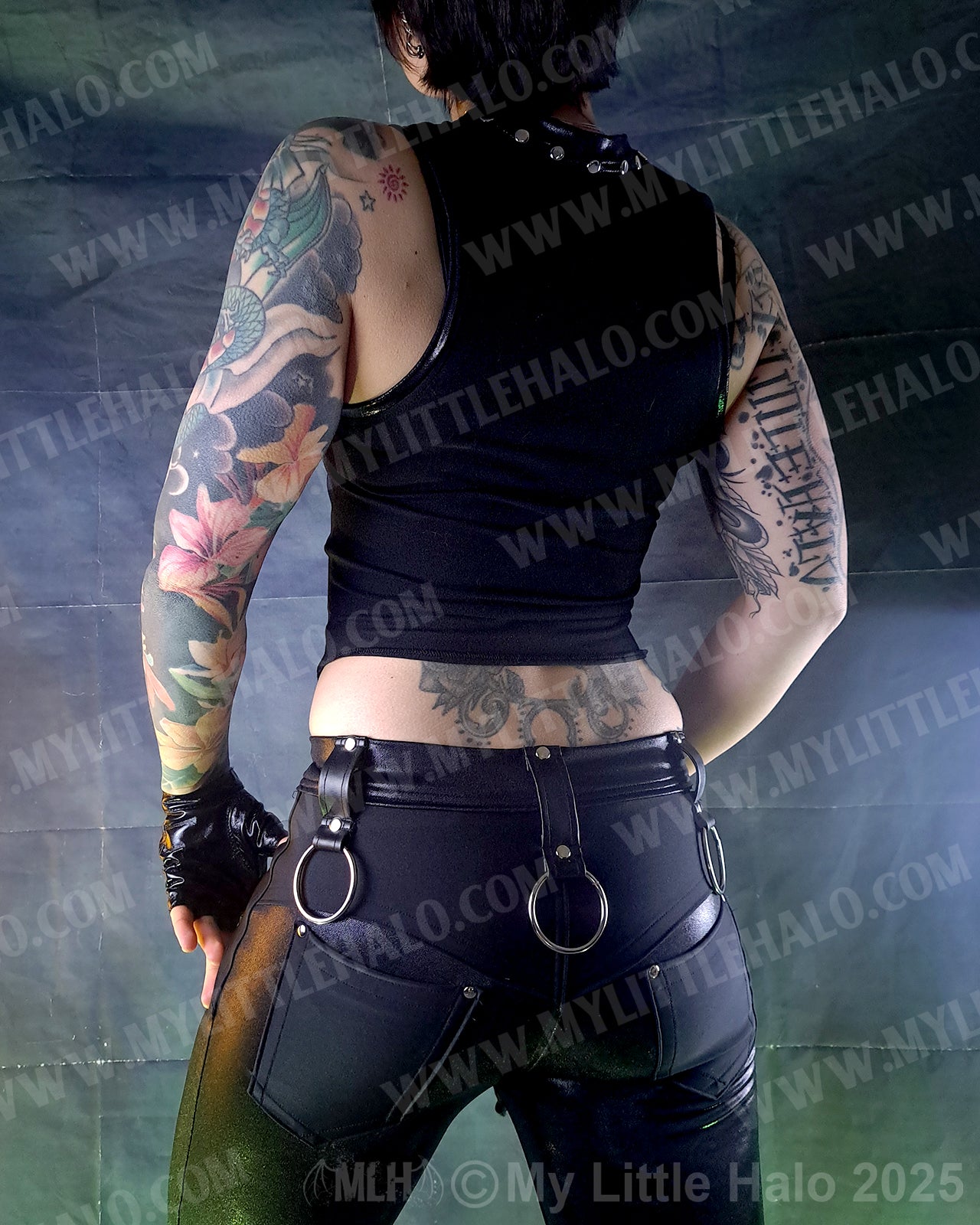 #11 Black Deep Cut Lace up Vest