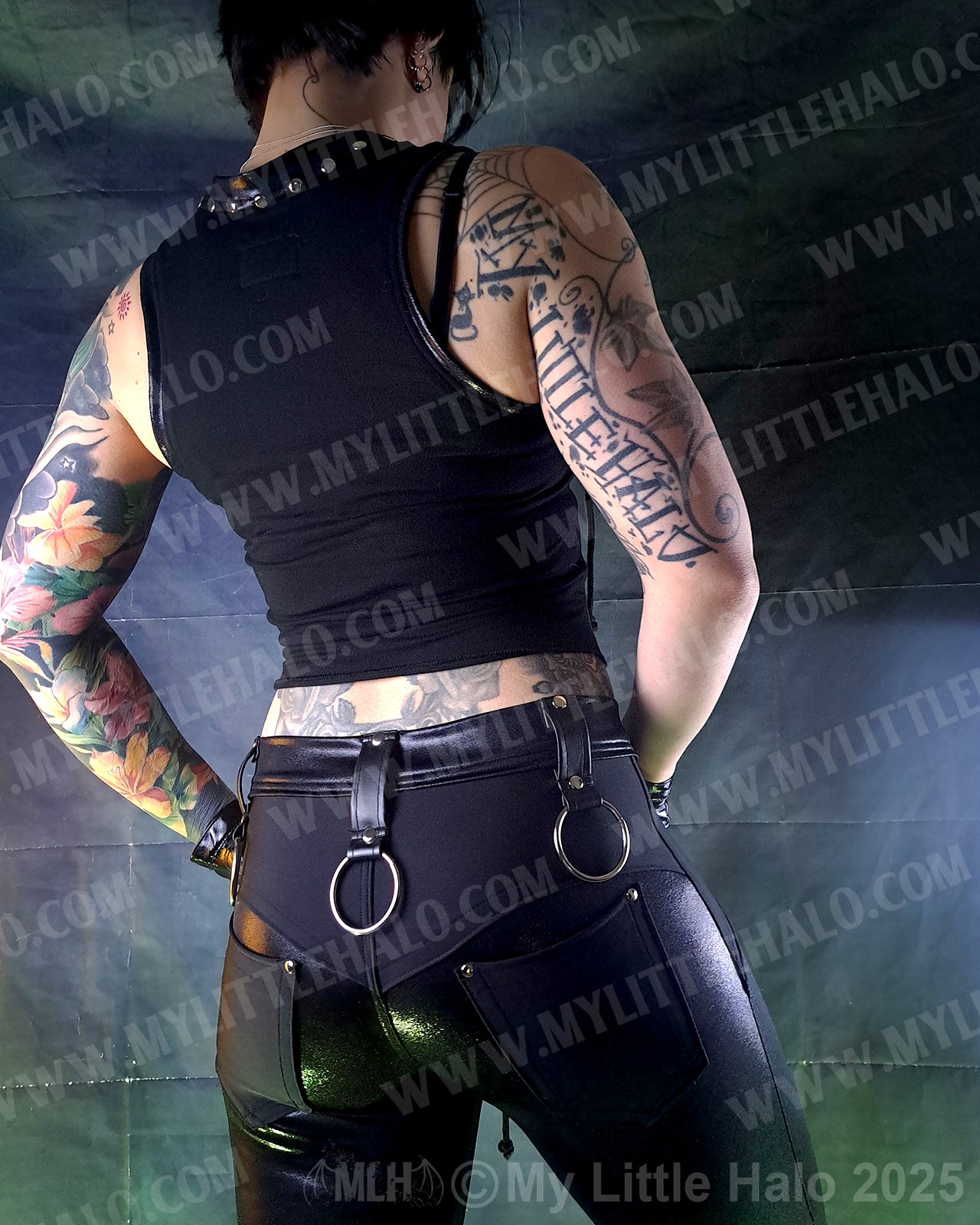 #11 Black Deep Cut Lace up Vest