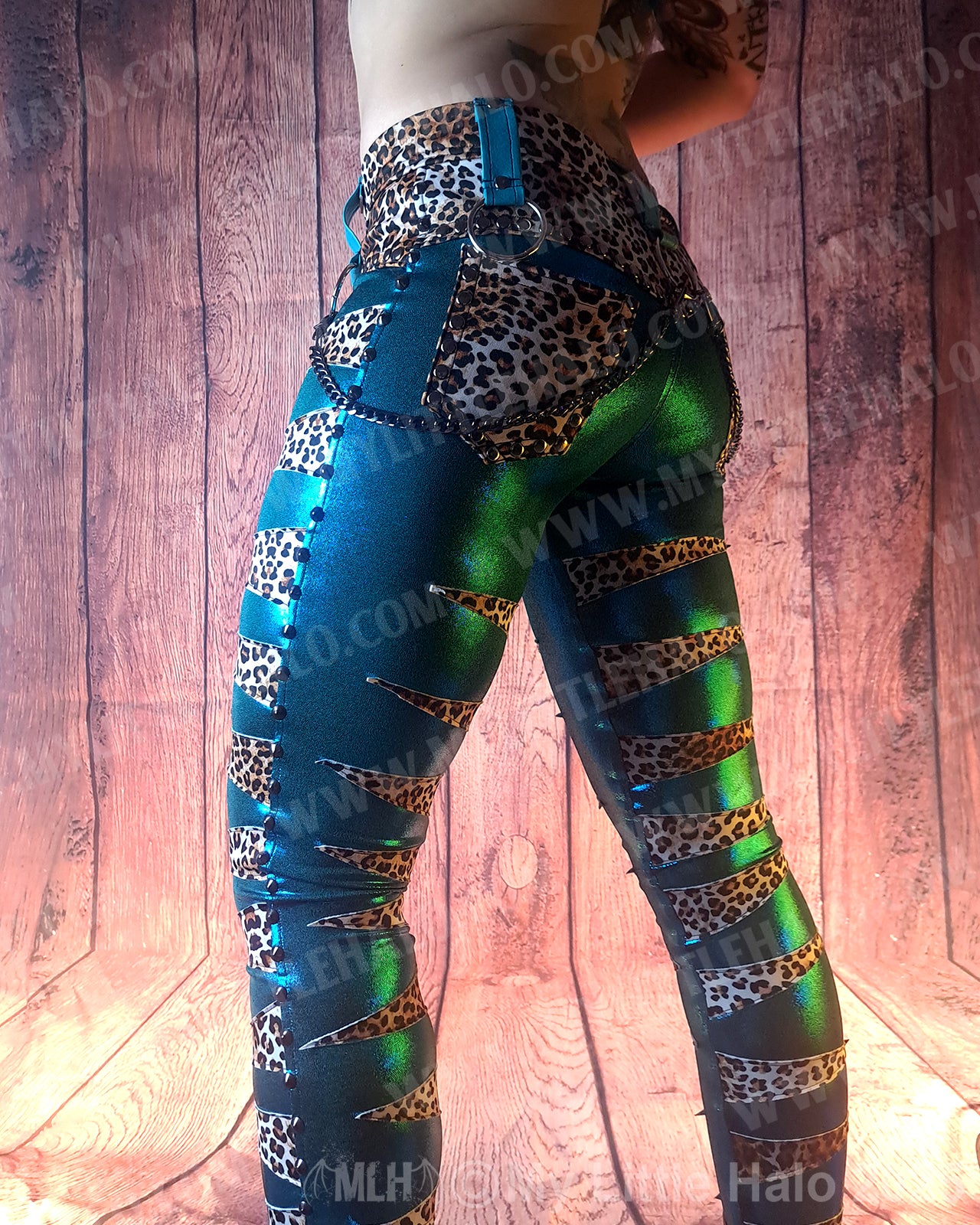 #11 Teal & Cheetah Gunmetal Skinnies