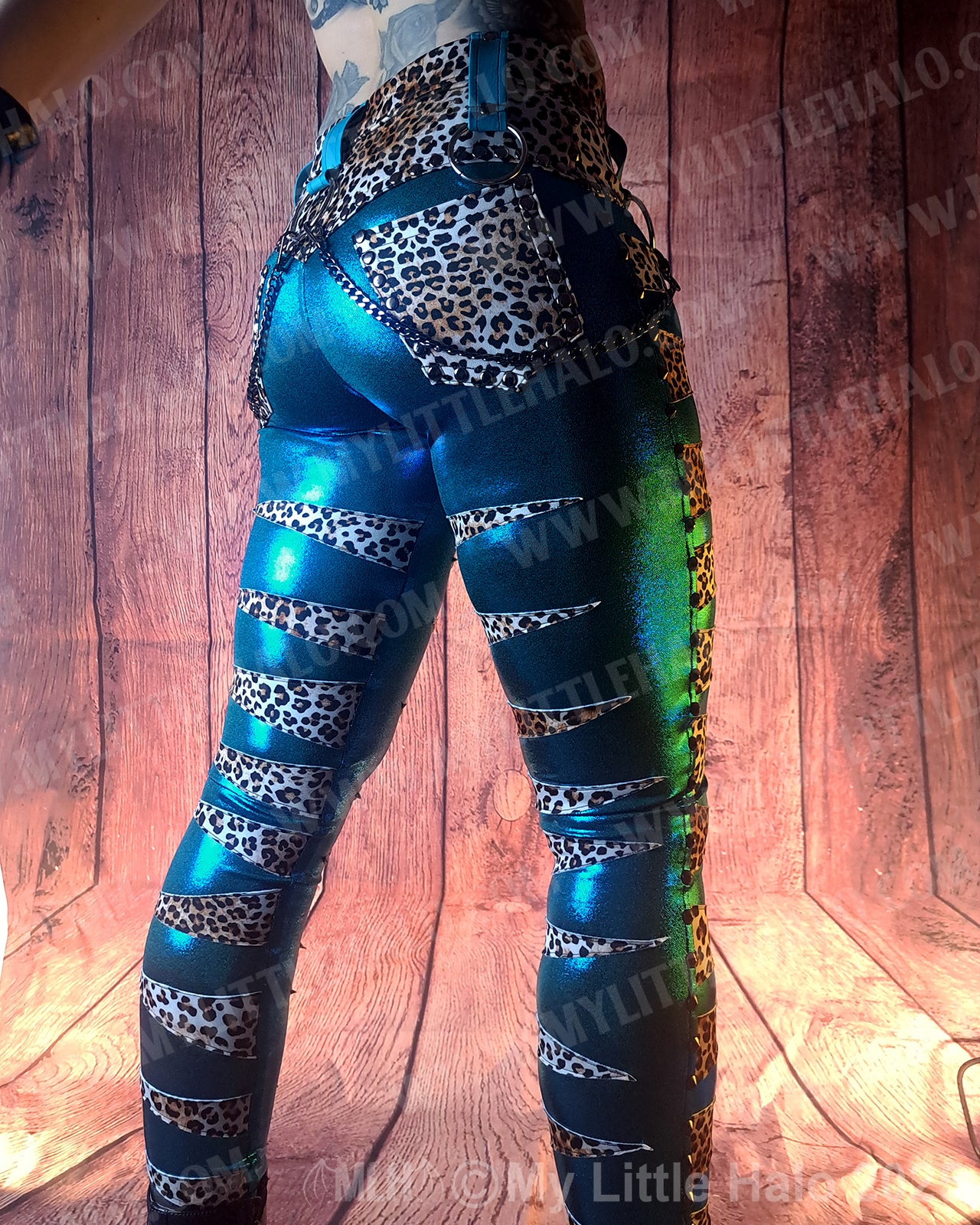 #11 Teal & Cheetah Gunmetal Skinnies