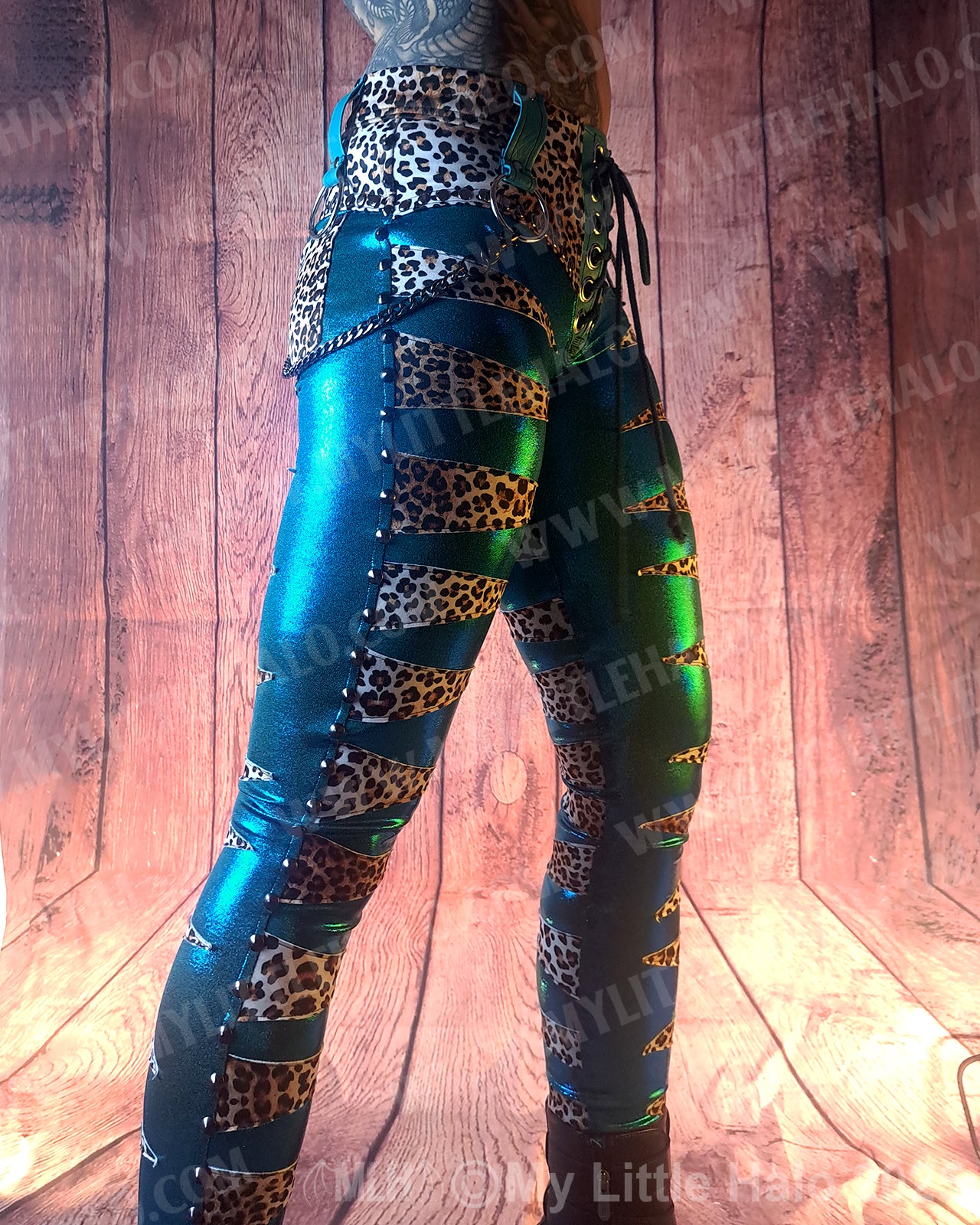 #11 Teal & Cheetah Gunmetal Skinnies