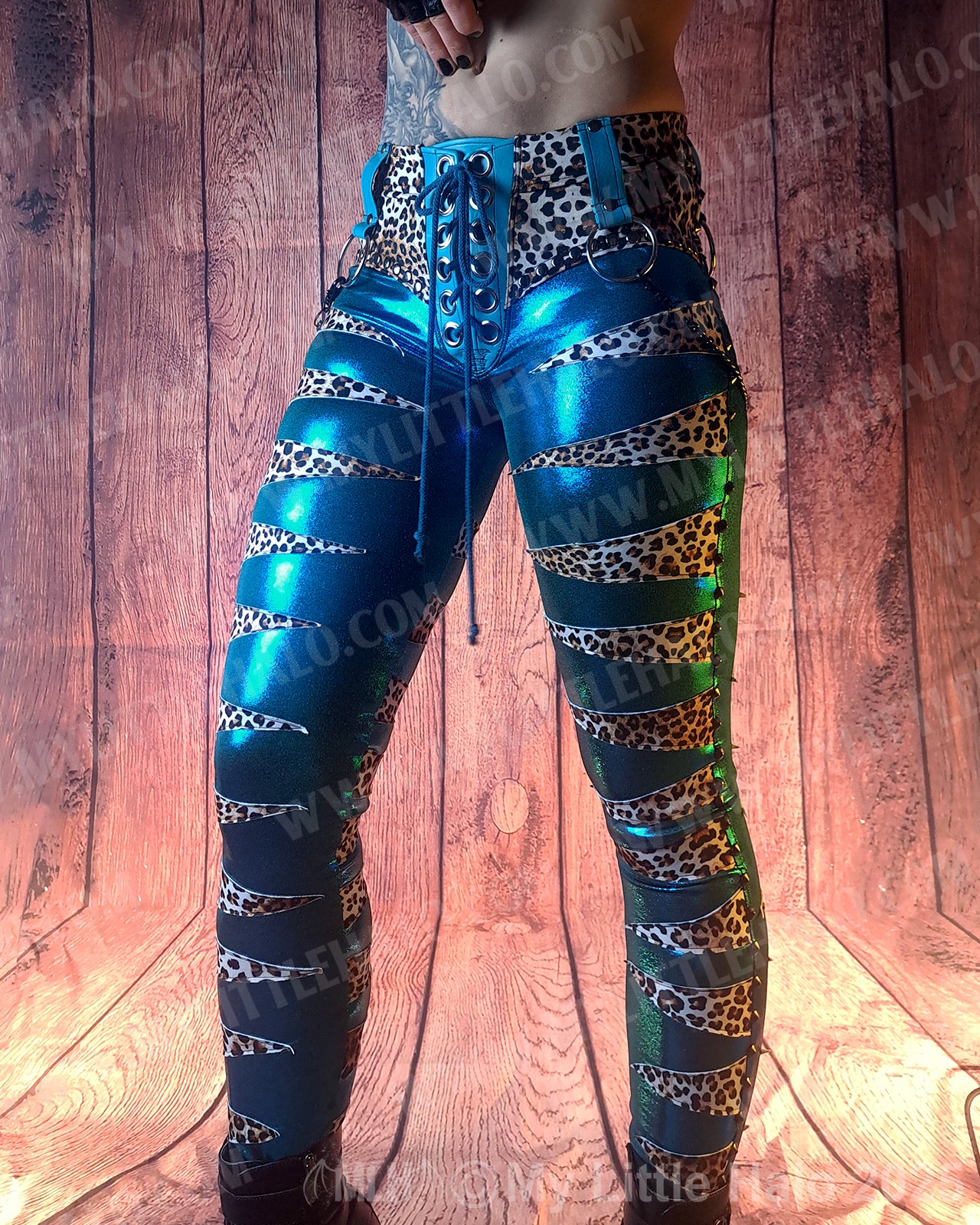 #11 Teal & Cheetah Gunmetal Skinnies