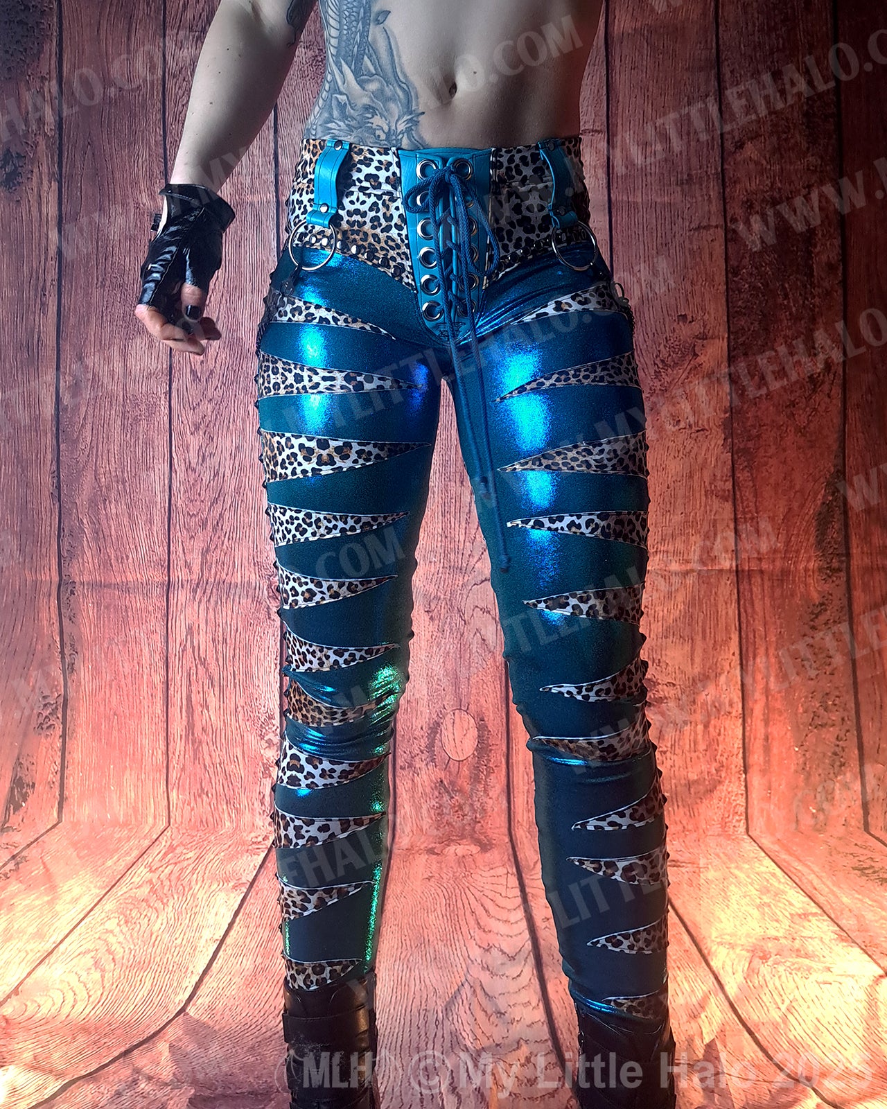 #11 Teal & Cheetah Gunmetal Skinnies