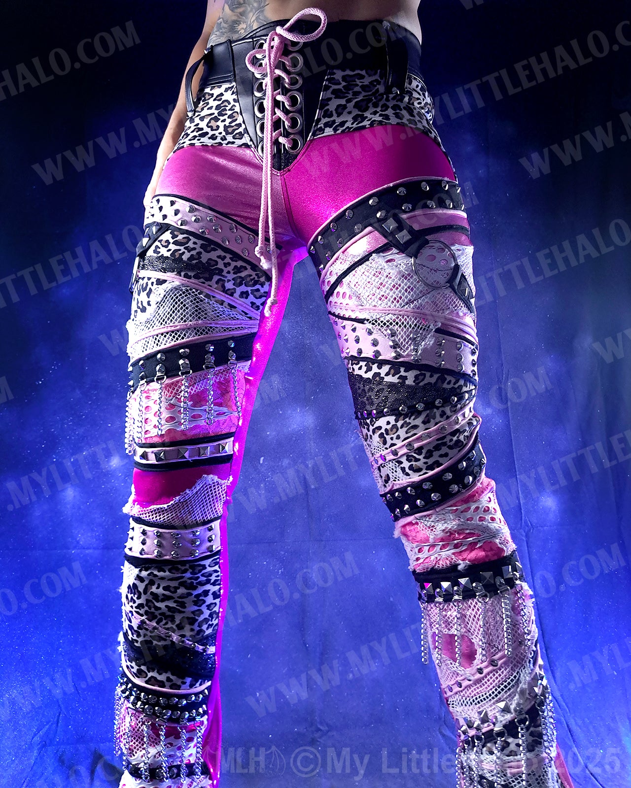 #12 Pink & Cheetah Print Straight Leg Collage Pants