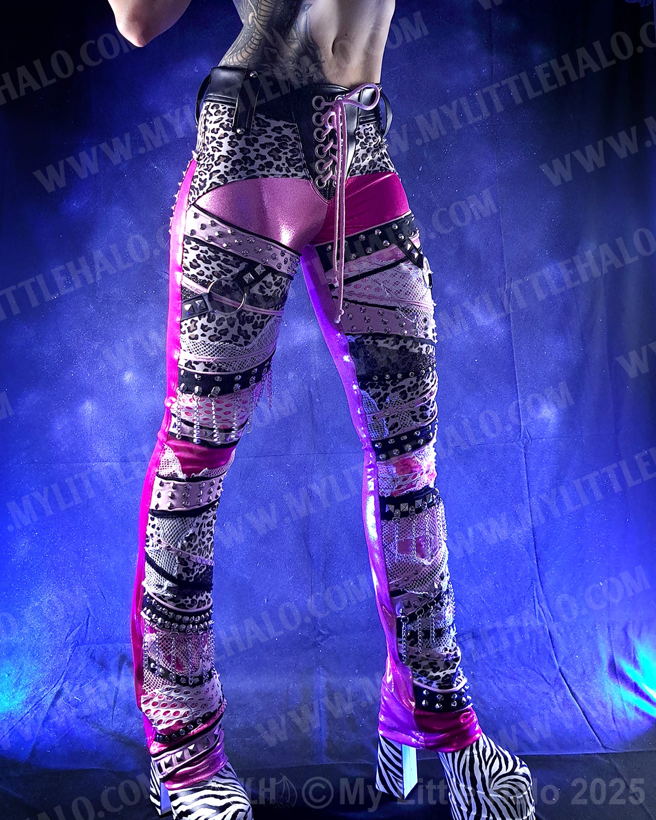 #12 Pink & Cheetah Print Straight Leg Collage Pants