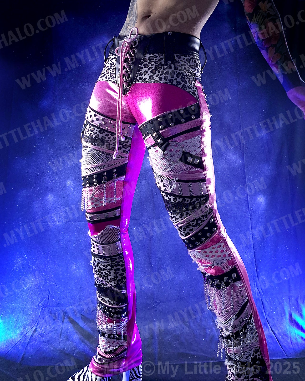 #12 Pink & Cheetah Print Straight Leg Collage Pants