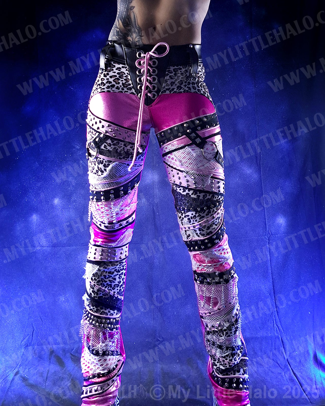 #12 Pink & Cheetah Print Straight Leg Collage Pants