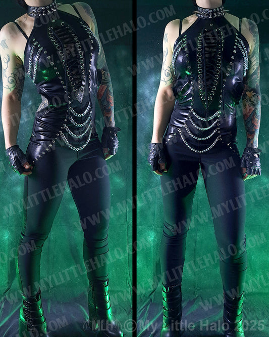 #12 Spiked Lace up Peephole Catsuit