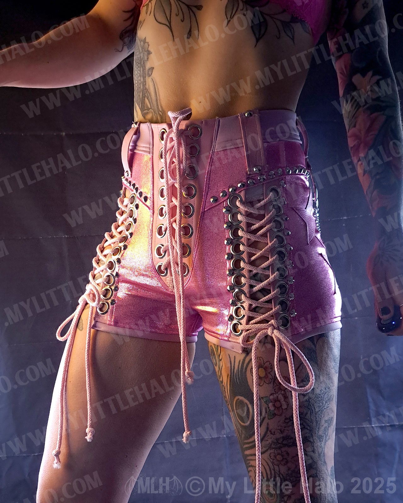 #12 Pink Candy Front Lace up Shorts (06-25-01-1-012)