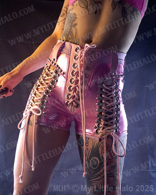 #12 Pink Candy Front Lace up Shorts (06-25-01-1-012)