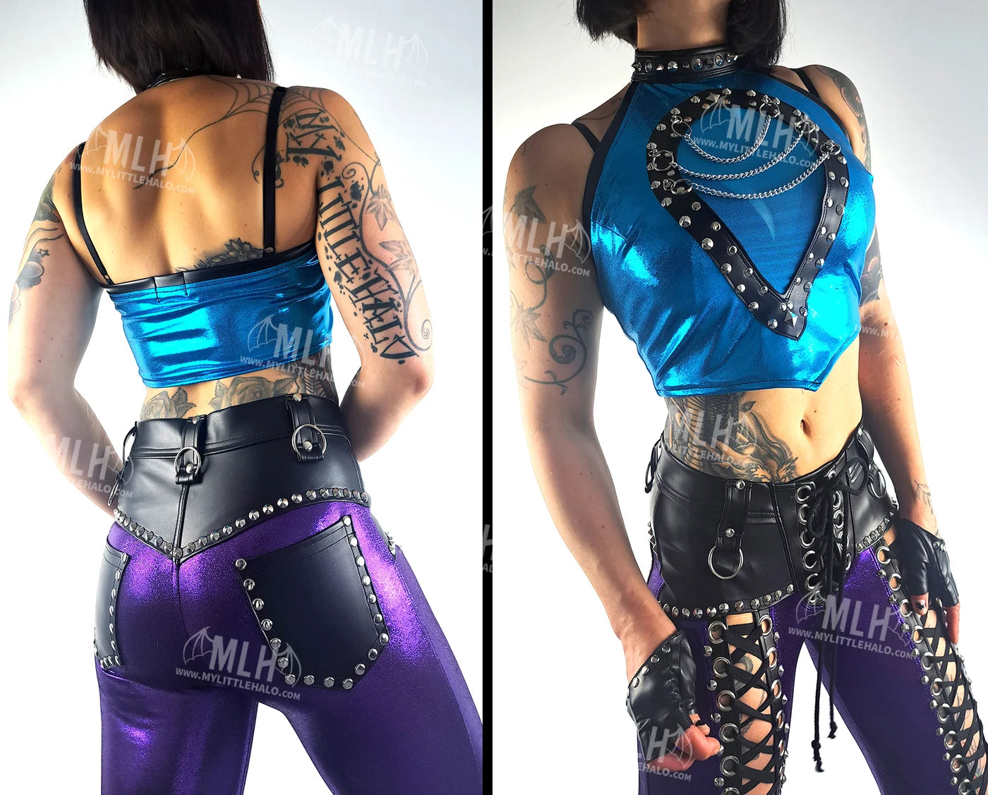 #12 Turquoise/Mesh Peephole Crop Top (02-24-01-00-23)