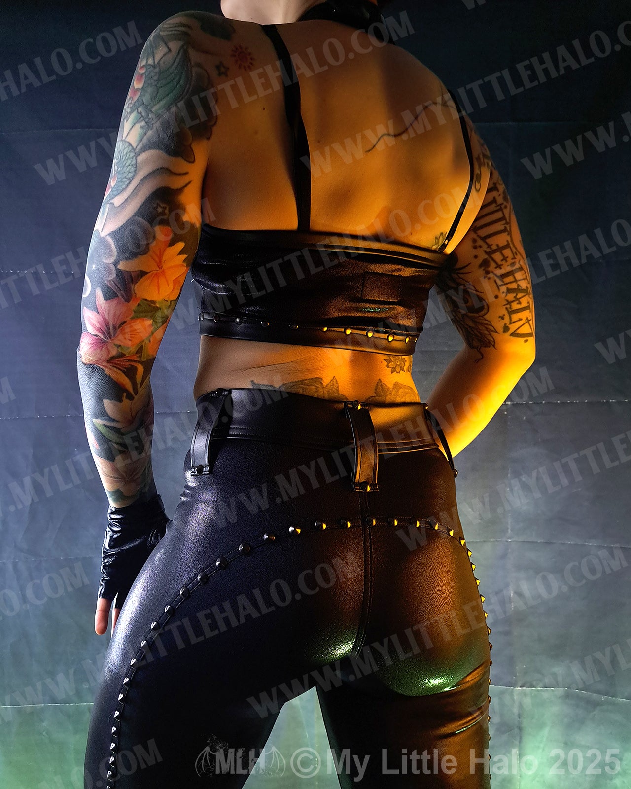 #13 Black & Gunmetal Spiked Bikini Halter