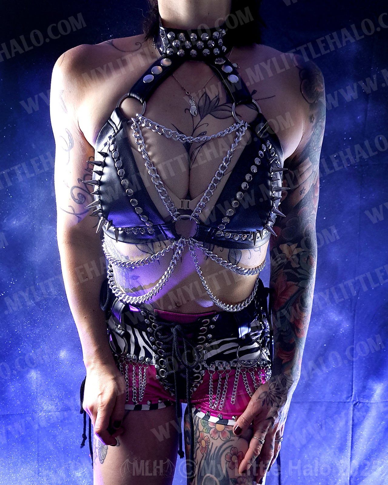 #13 Black Spikes & Chains Bikini Choker Halter