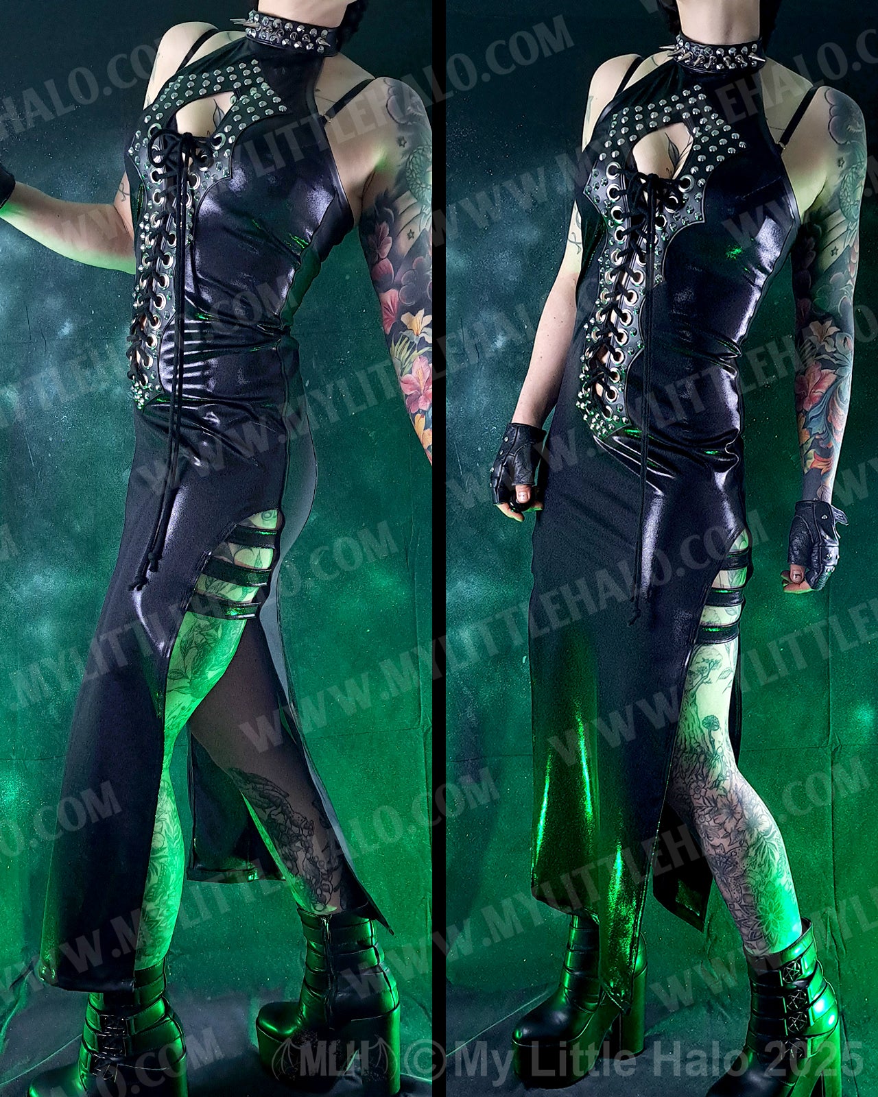 #13 Spiked Peephole Full Length Dress