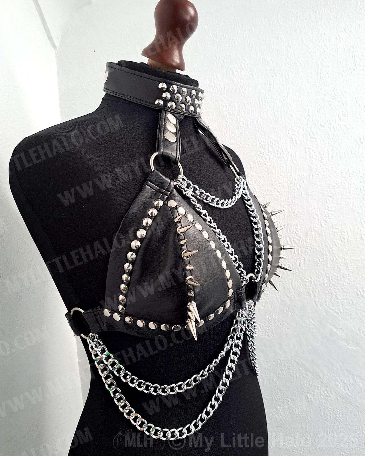 #13 Black Spikes & Chains Bikini Choker Halter