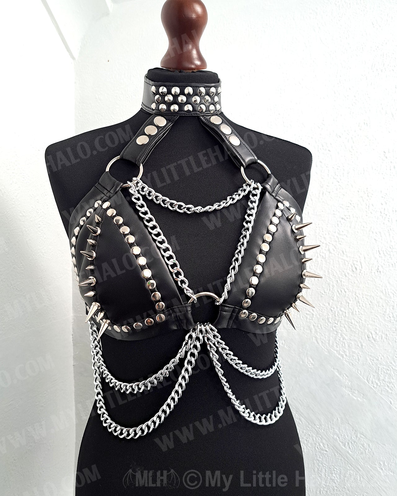 #13 Black Spikes & Chains Bikini Choker Halter