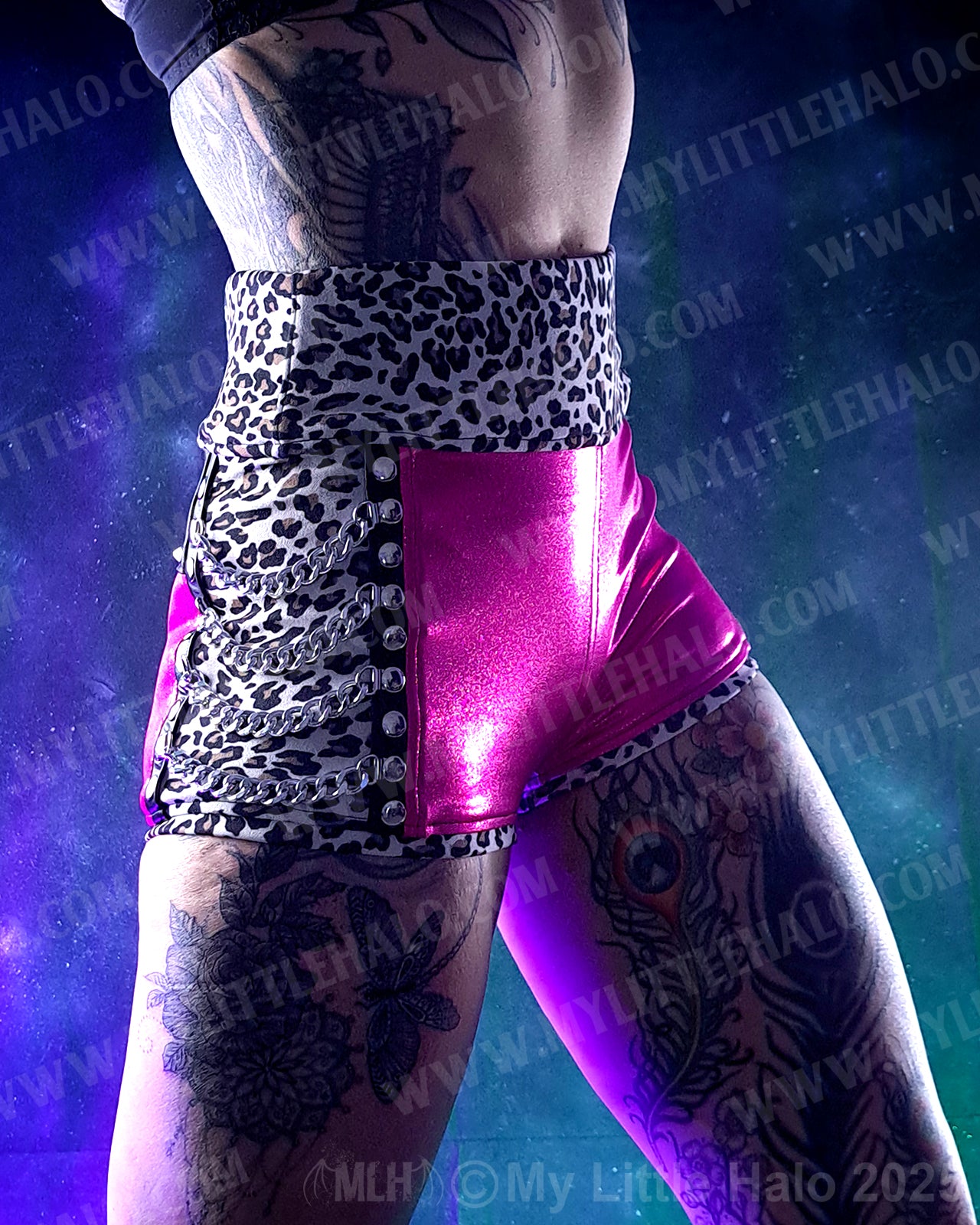 #15 Pink & Cheetah Chain Shorts