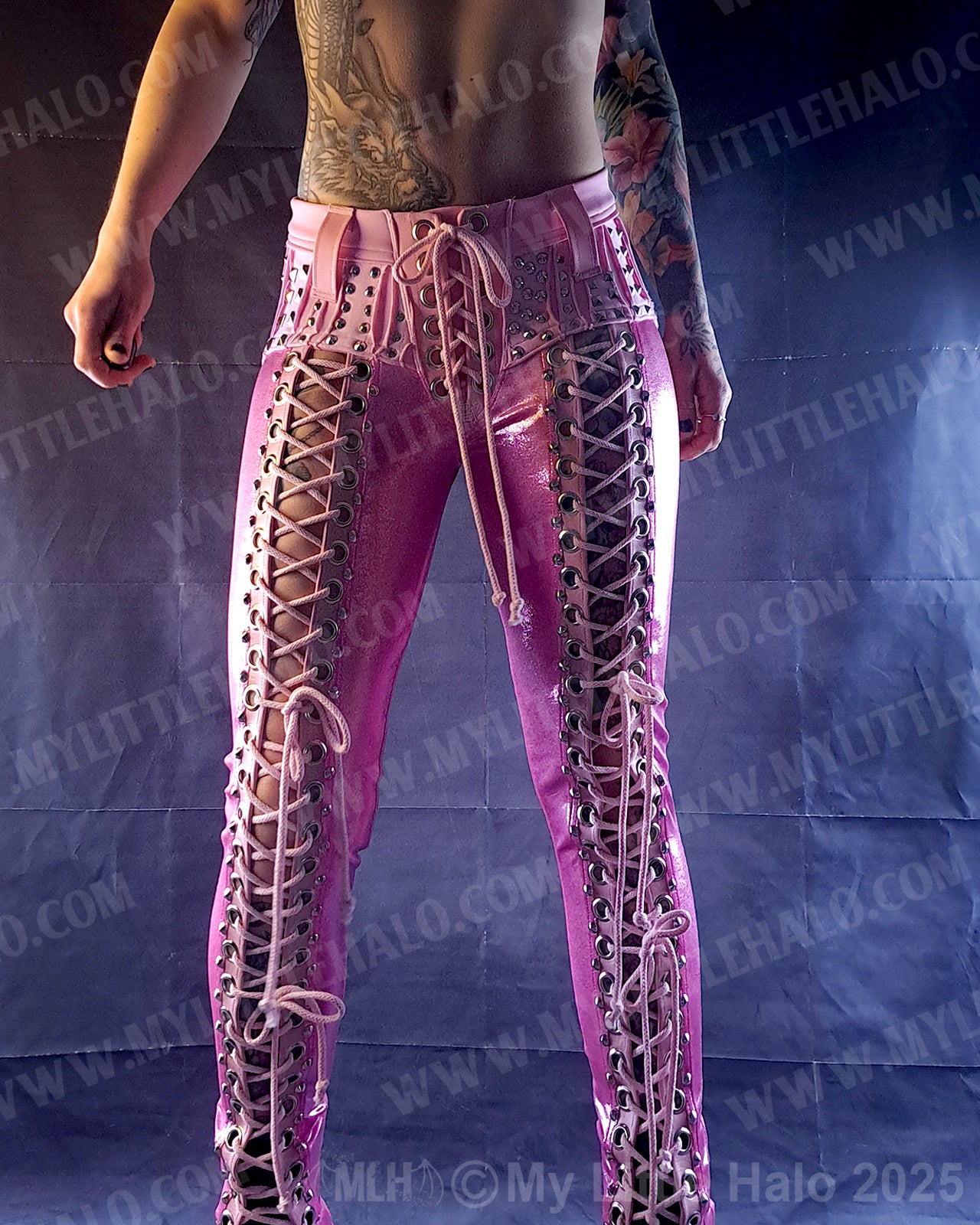 #15 Pink Candy Front Lace up Rivet Pants (03-25-01-1-015)