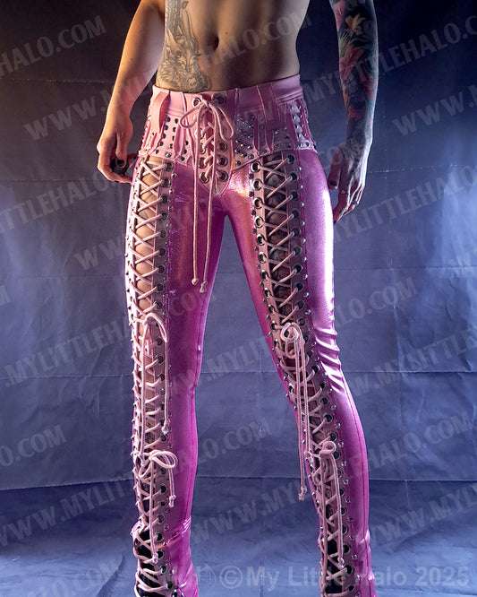 #15 Pink Candy Front Lace up Rivet Pants (03-25-01-1-015)