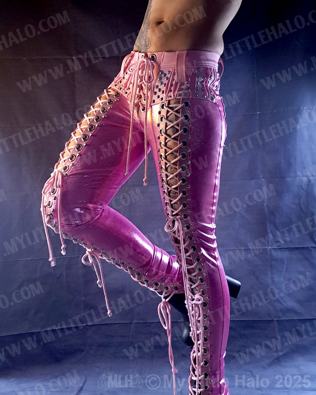 #15 Pink Candy Front Lace up Rivet Pants (03-25-01-1-015)