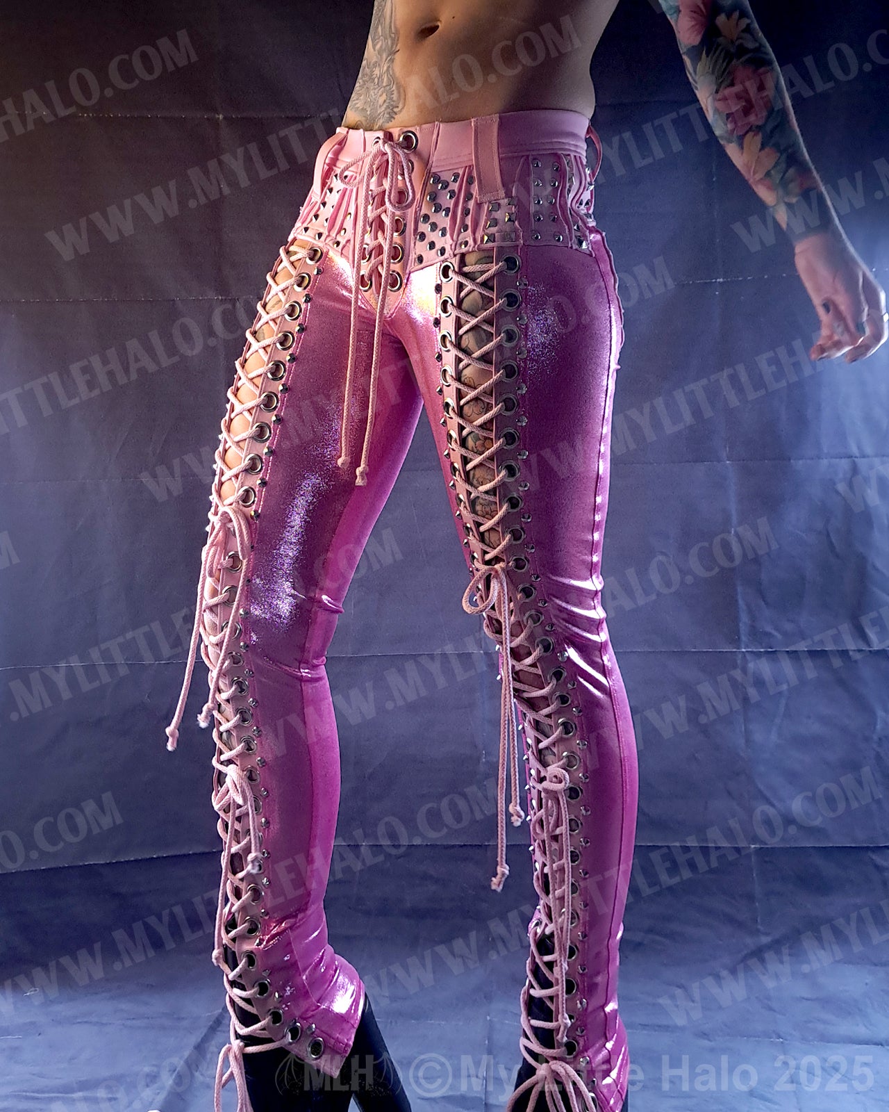 #15 Pink Candy Front Lace up Rivet Pants (03-25-01-1-015)