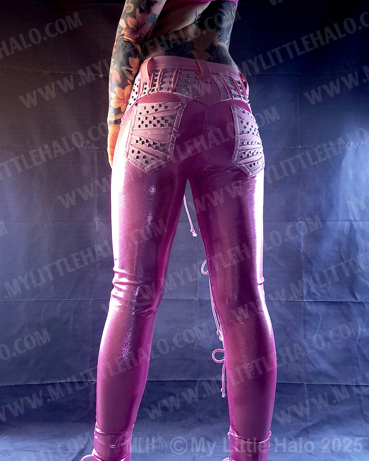 #15 Pink Candy Front Lace up Rivet Pants (03-25-01-1-015)