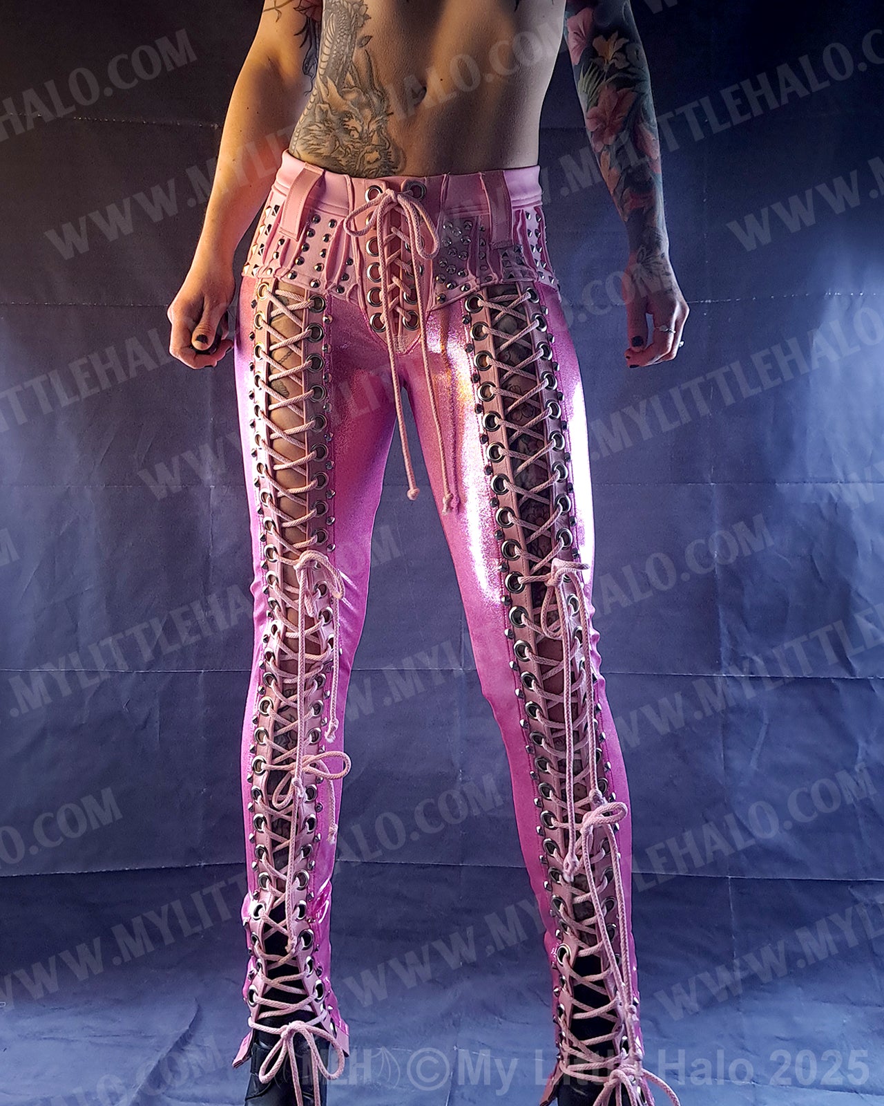 #15 Pink Candy Front Lace up Rivet Pants (03-25-01-1-015)