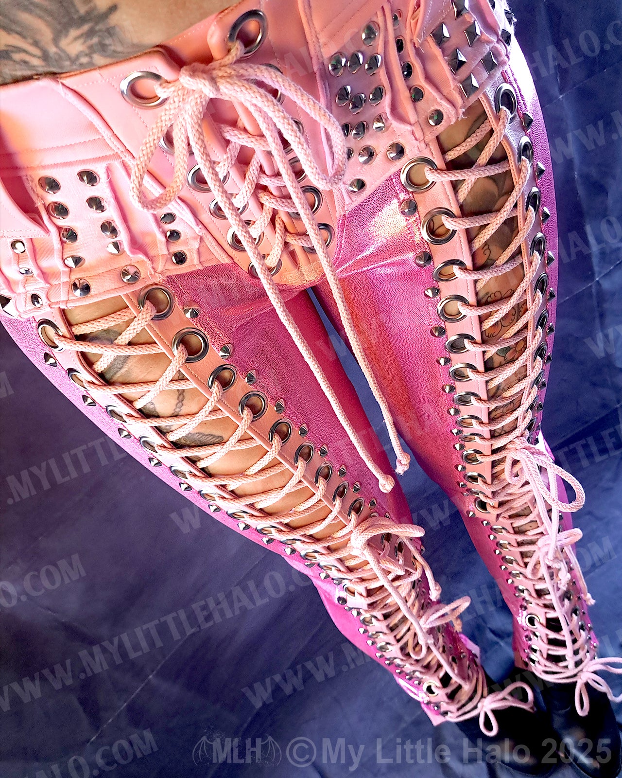 #15 Pink Candy Front Lace up Rivet Pants (03-25-01-1-015)