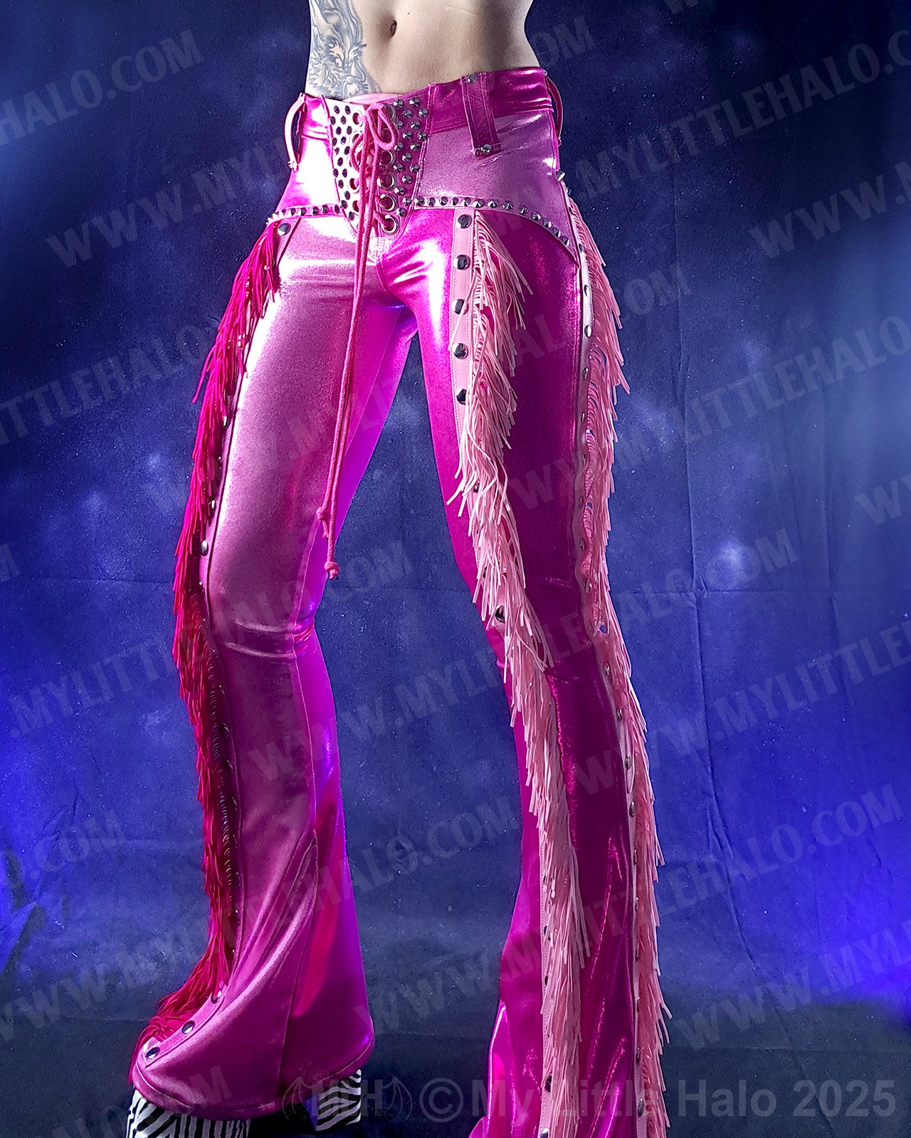 #17 Light Pink, Dark Pink & Silver Fringed Flares