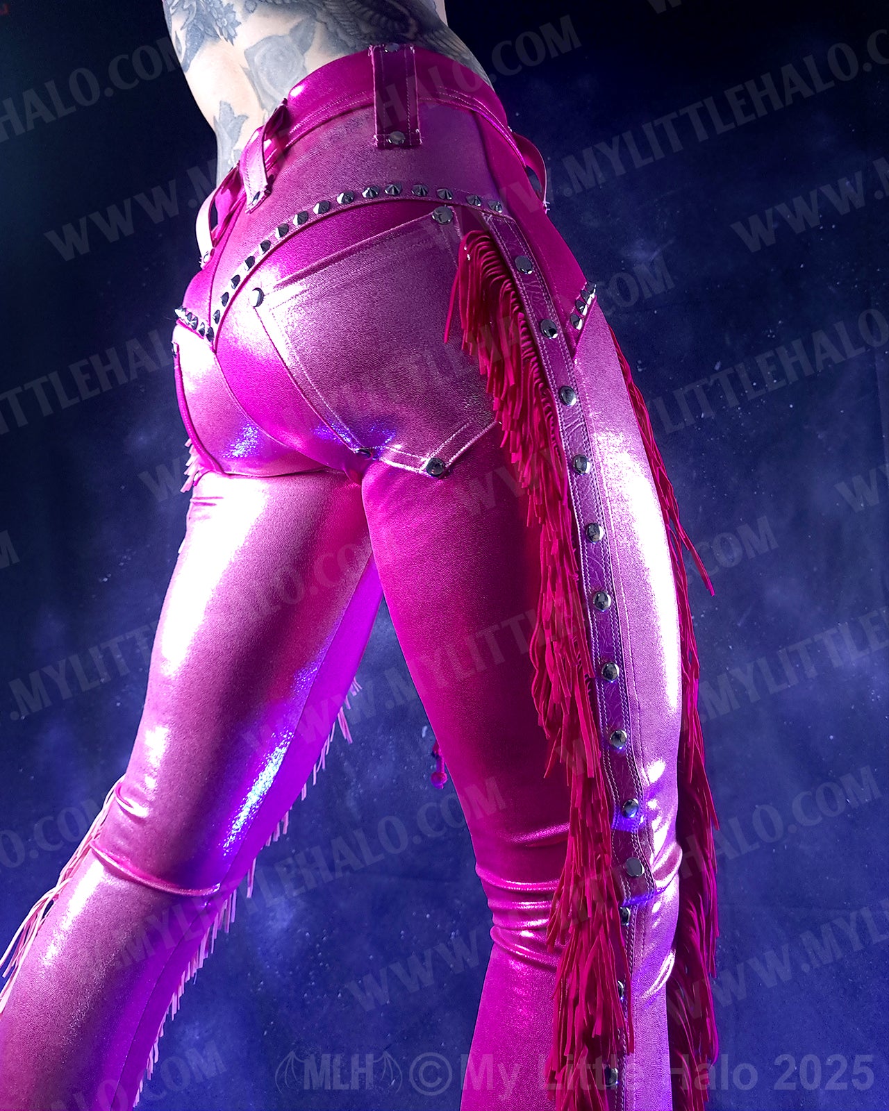 #17 Light Pink, Dark Pink & Silver Fringed Flares