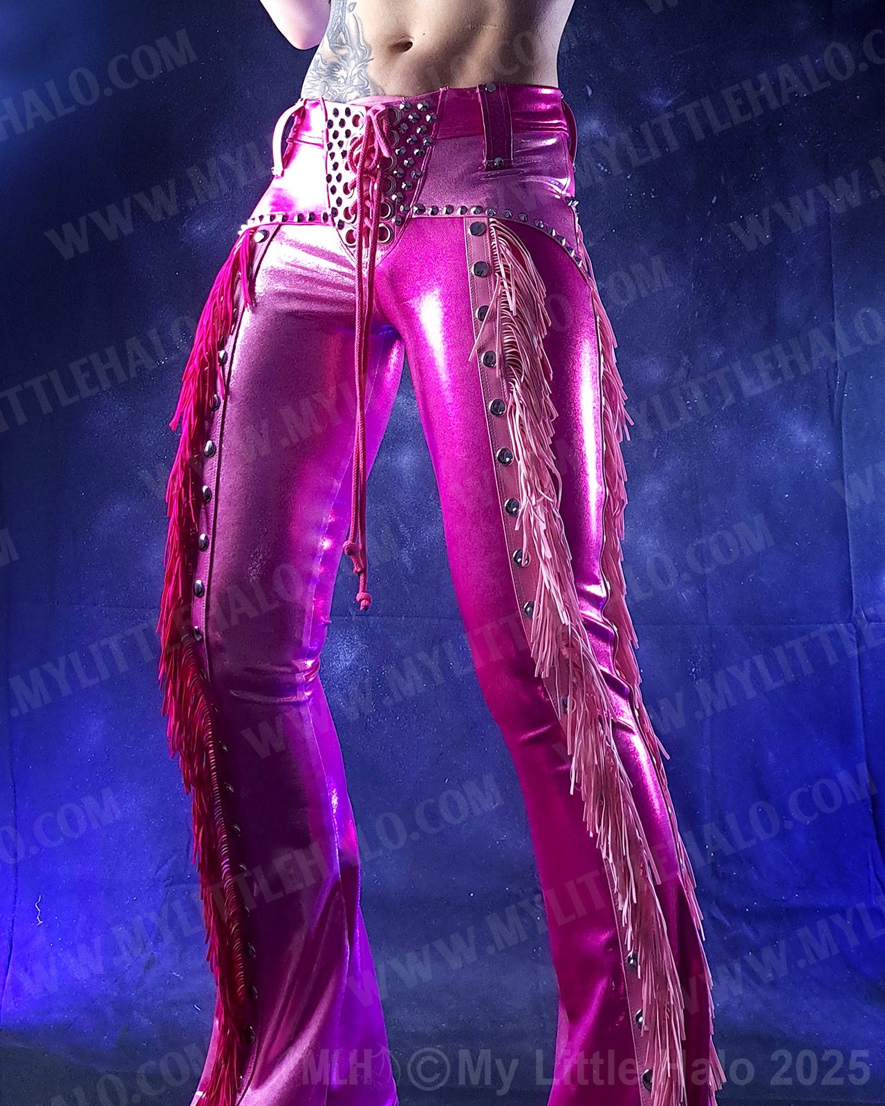 #17 Light Pink, Dark Pink & Silver Fringed Flares