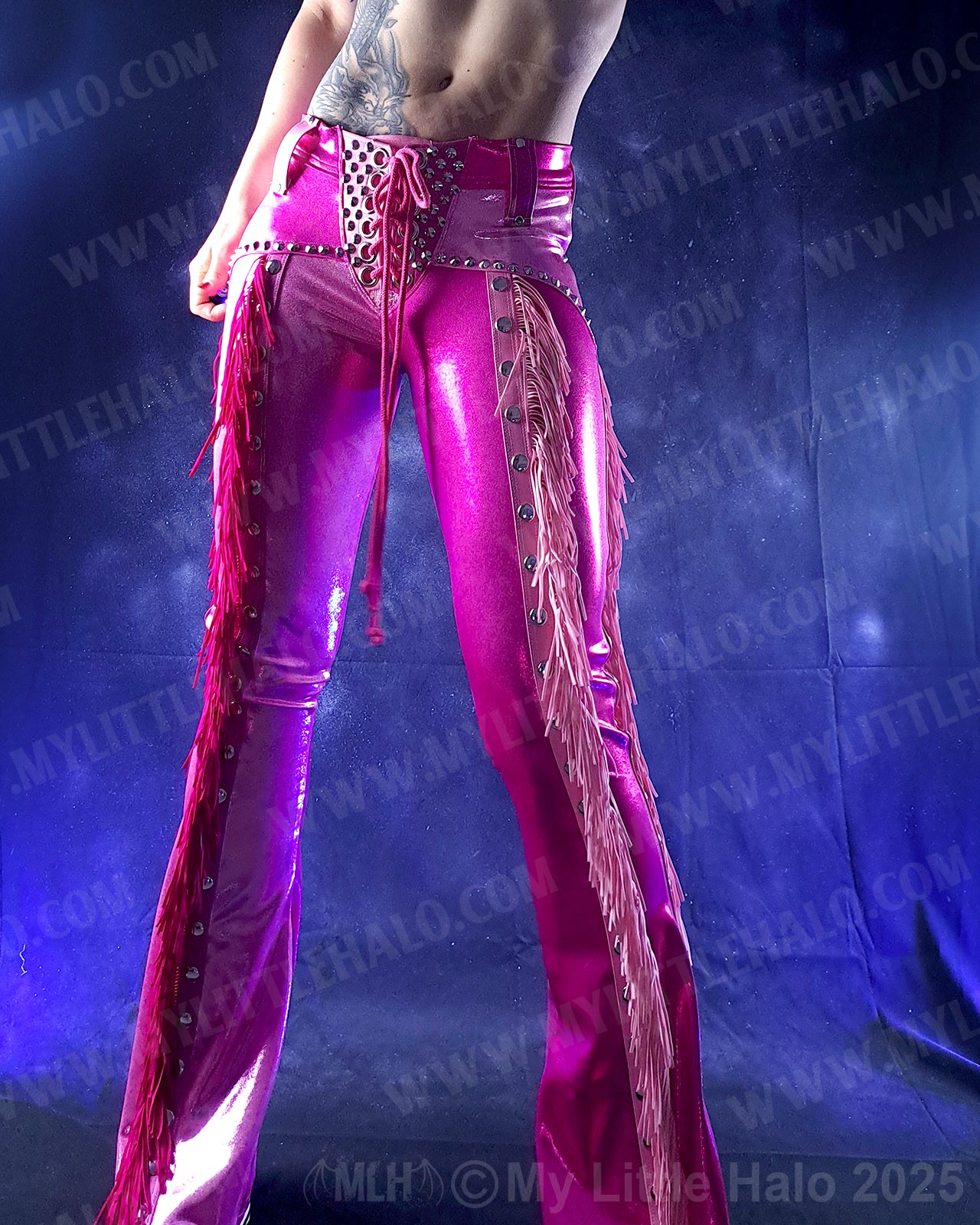 #17 Light Pink, Dark Pink & Silver Fringed Flares
