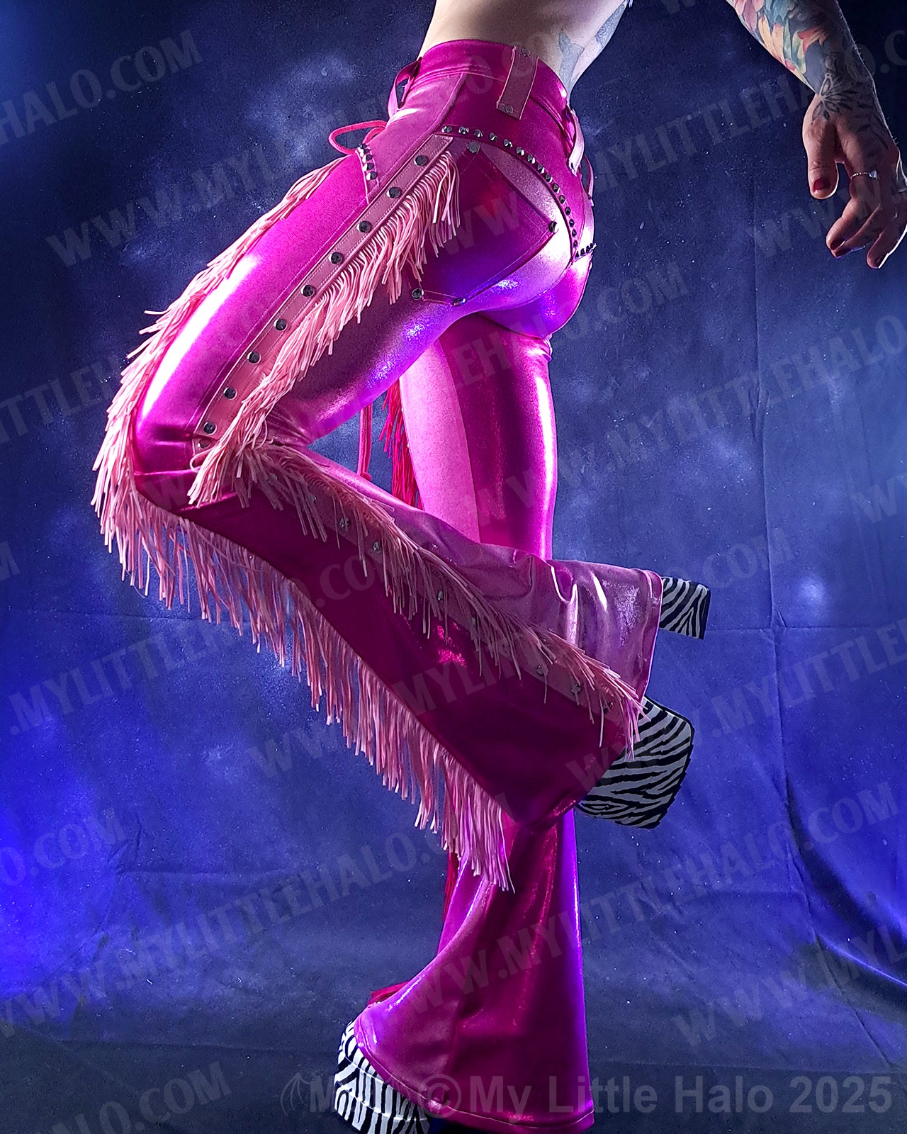 #17 Light Pink, Dark Pink & Silver Fringed Flares