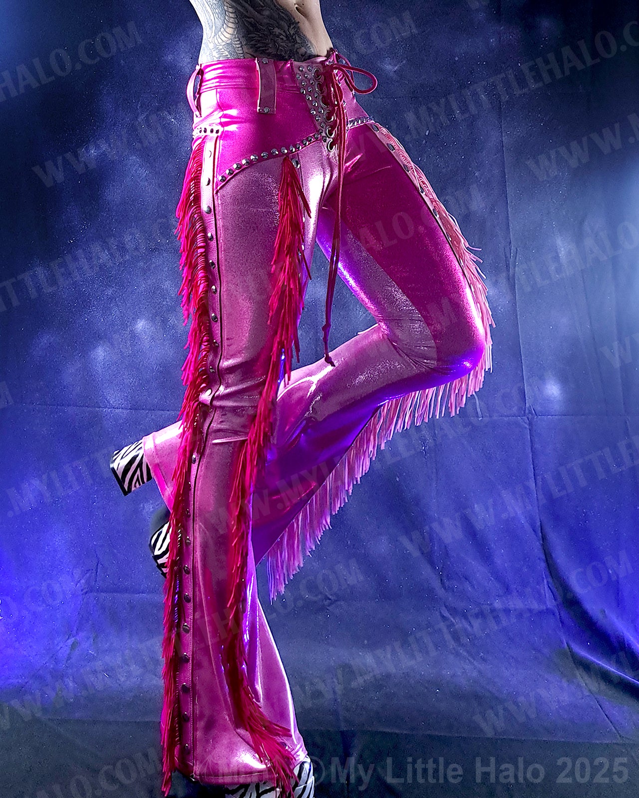 #17 Light Pink, Dark Pink & Silver Fringed Flares
