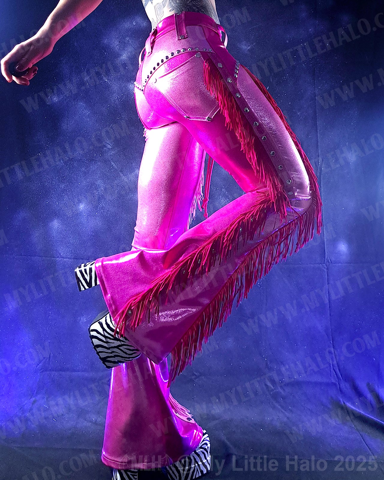 #17 Light Pink, Dark Pink & Silver Fringed Flares