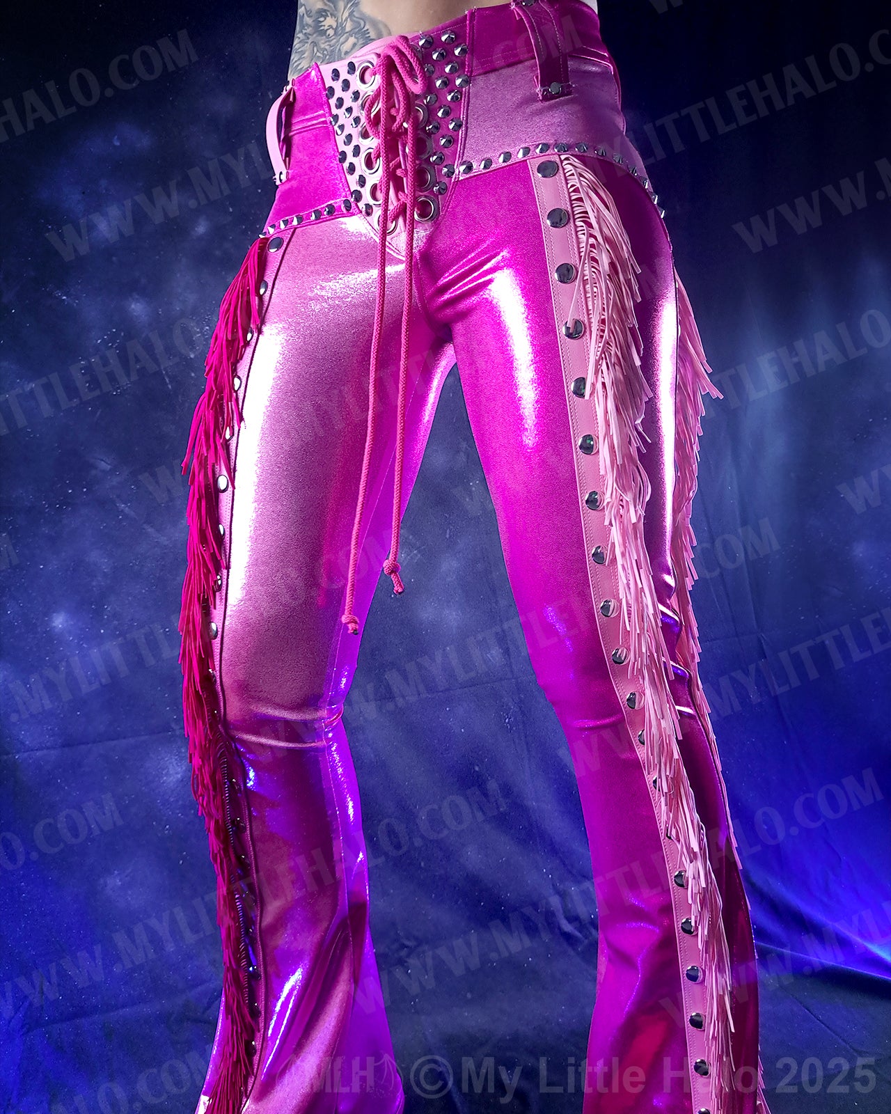 #17 Light Pink, Dark Pink & Silver Fringed Flares