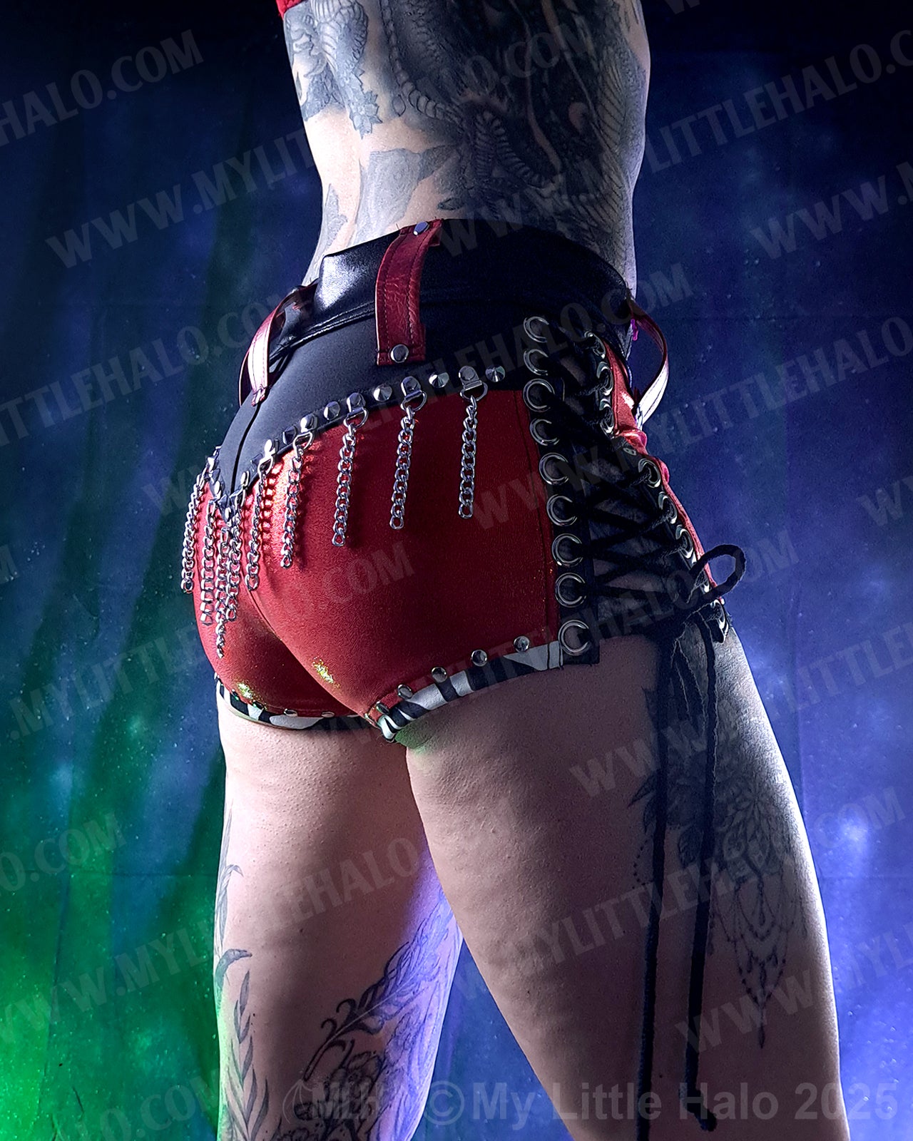 #17 Low Rise Red Lace up Shorts