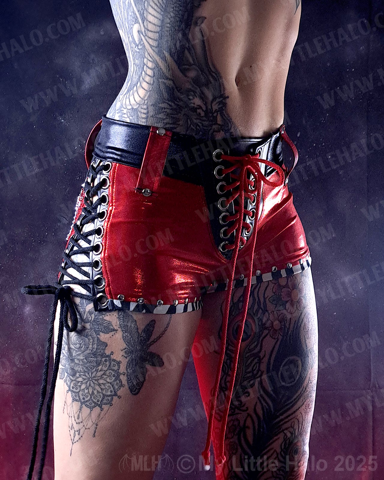#17 Low Rise Red Lace up Shorts