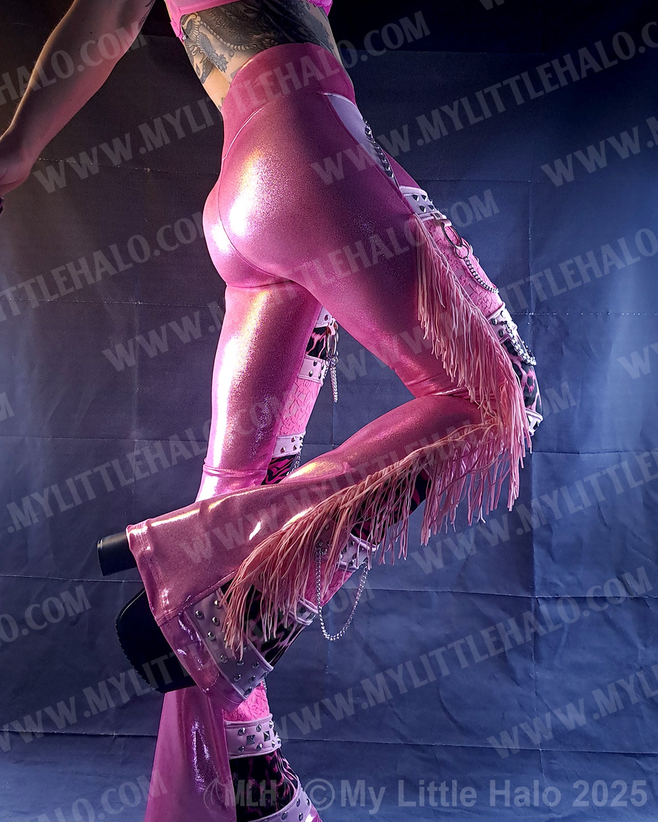 #17 Pink Candy,  Leopard & Zebra Fringed Flare Pants (03-25-01-1-017)