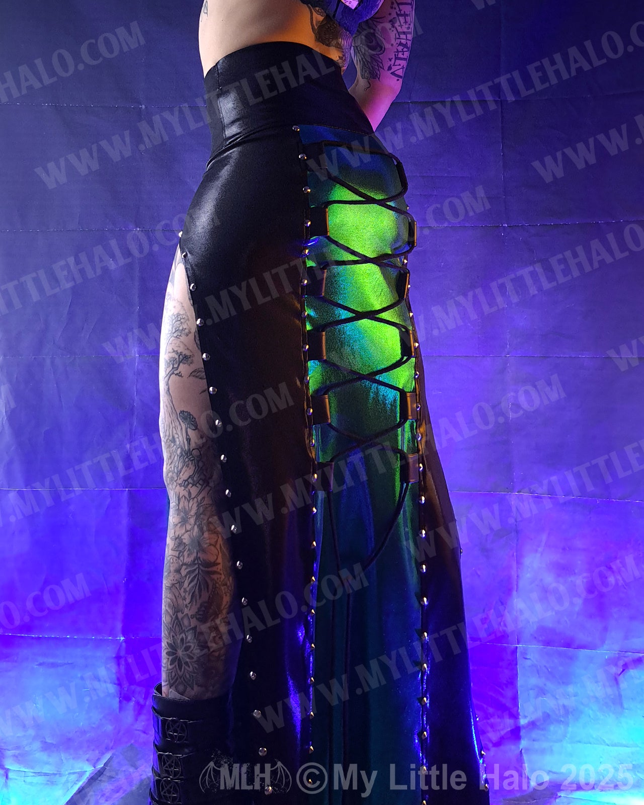 #18 Teal & Black Gothic Split Skirt