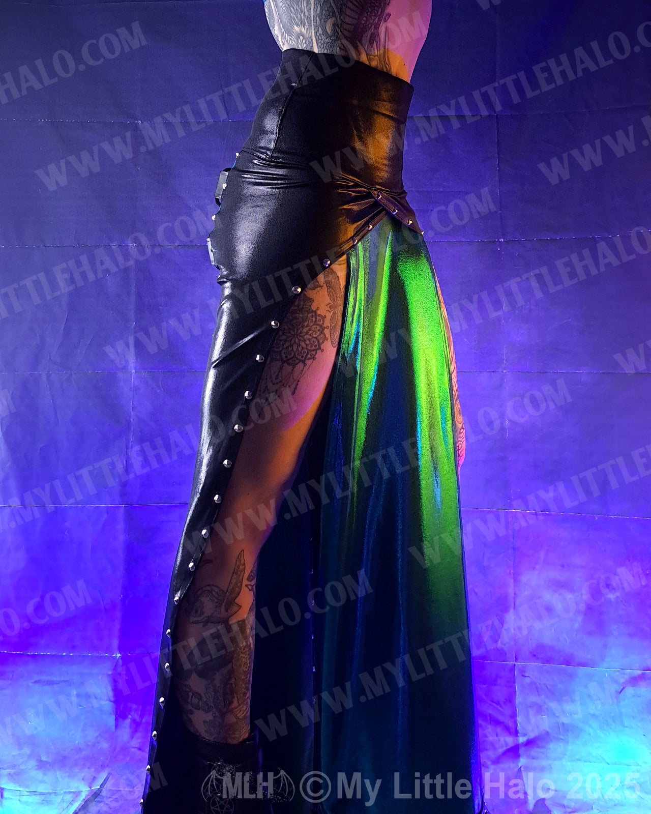 #18 Teal & Black Gothic Split Skirt