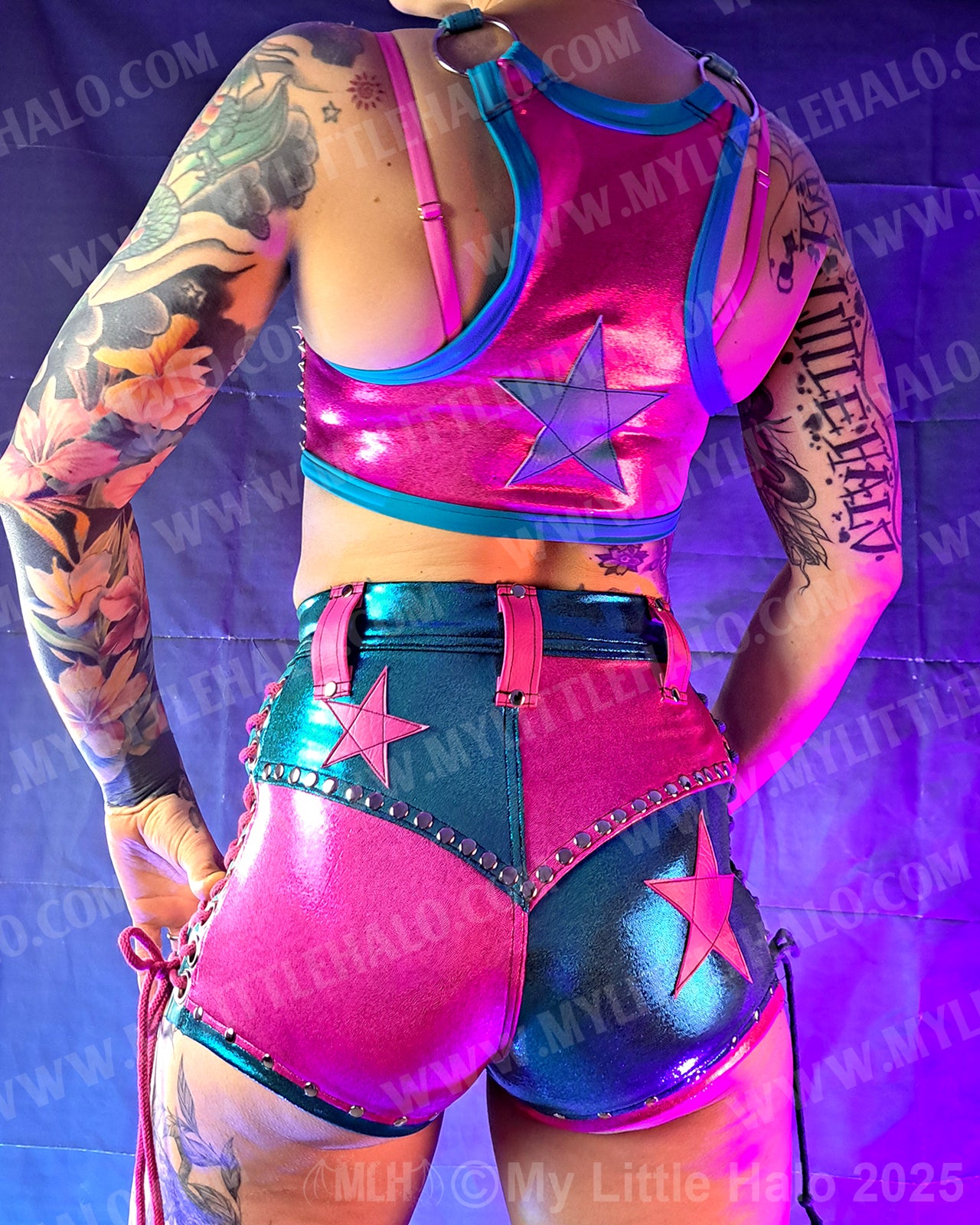 #1 Pink & Turquoise Spiked Bralette (02-25-02-2-01)