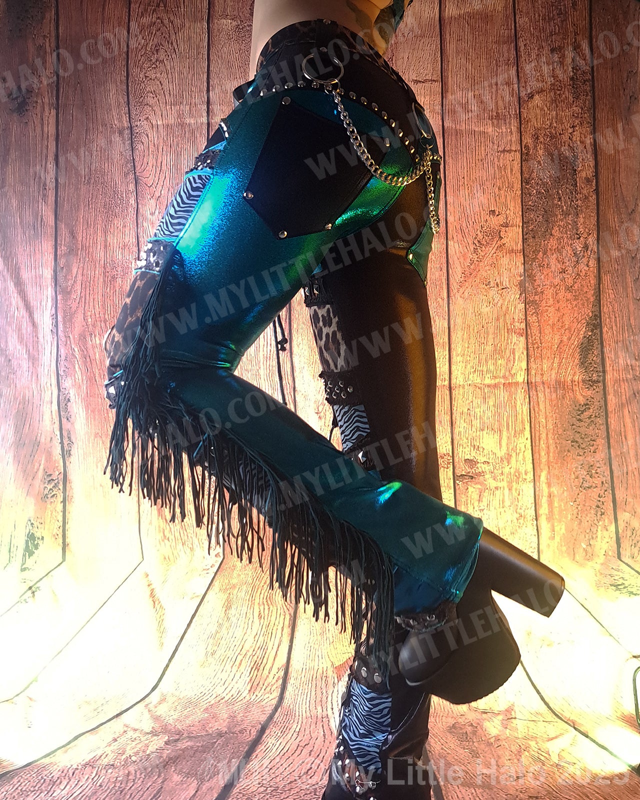 #1 Teal, Leopard & Zebra Print Fringe Pants