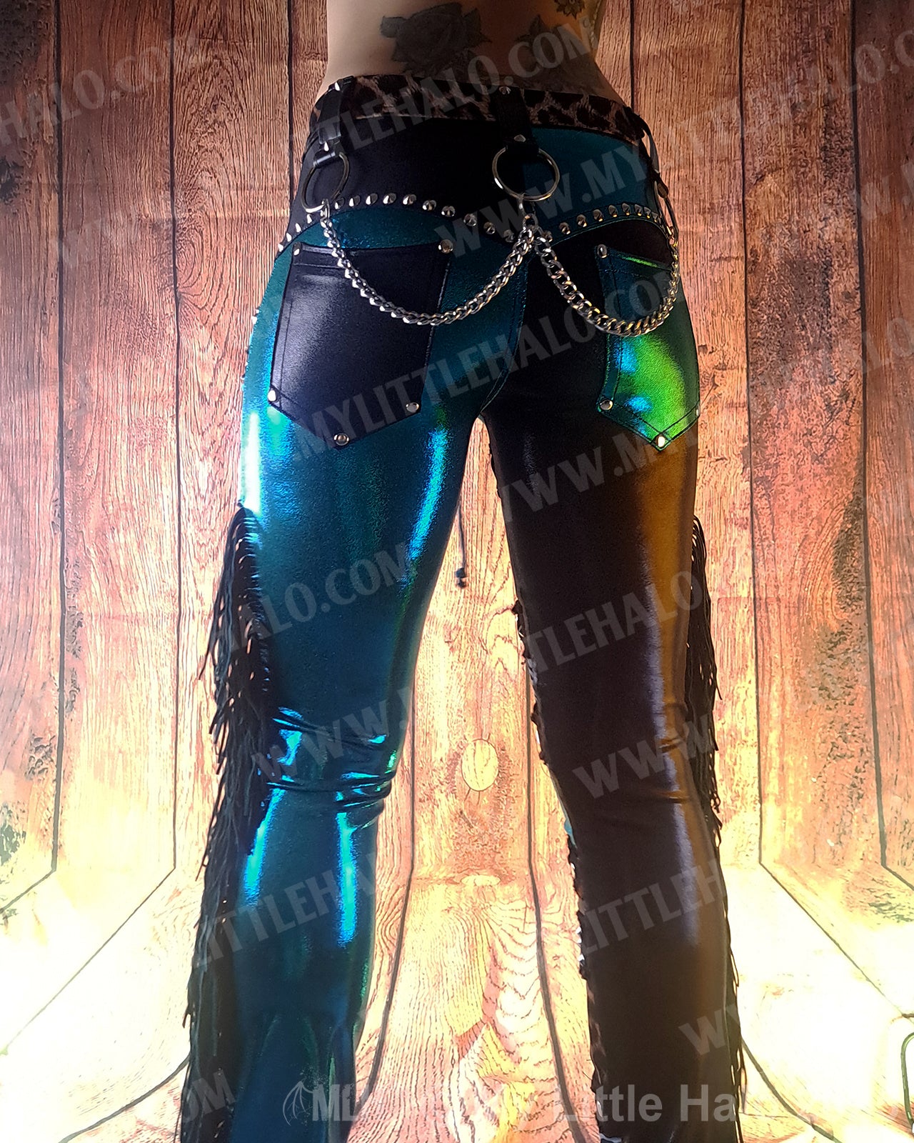 #1 Teal, Leopard & Zebra Print Fringe Pants