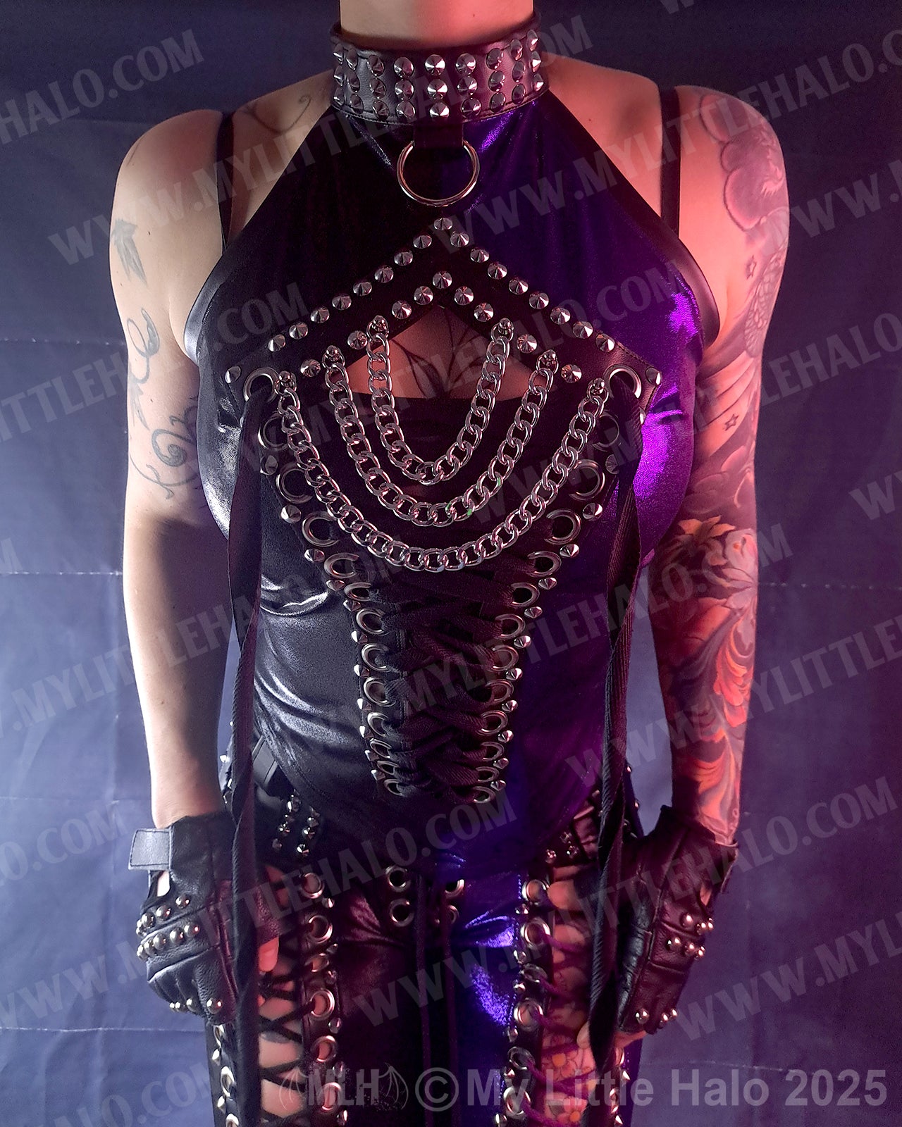 #20 Purple & Black Lace up Halter Top (04-24-12-1-020)