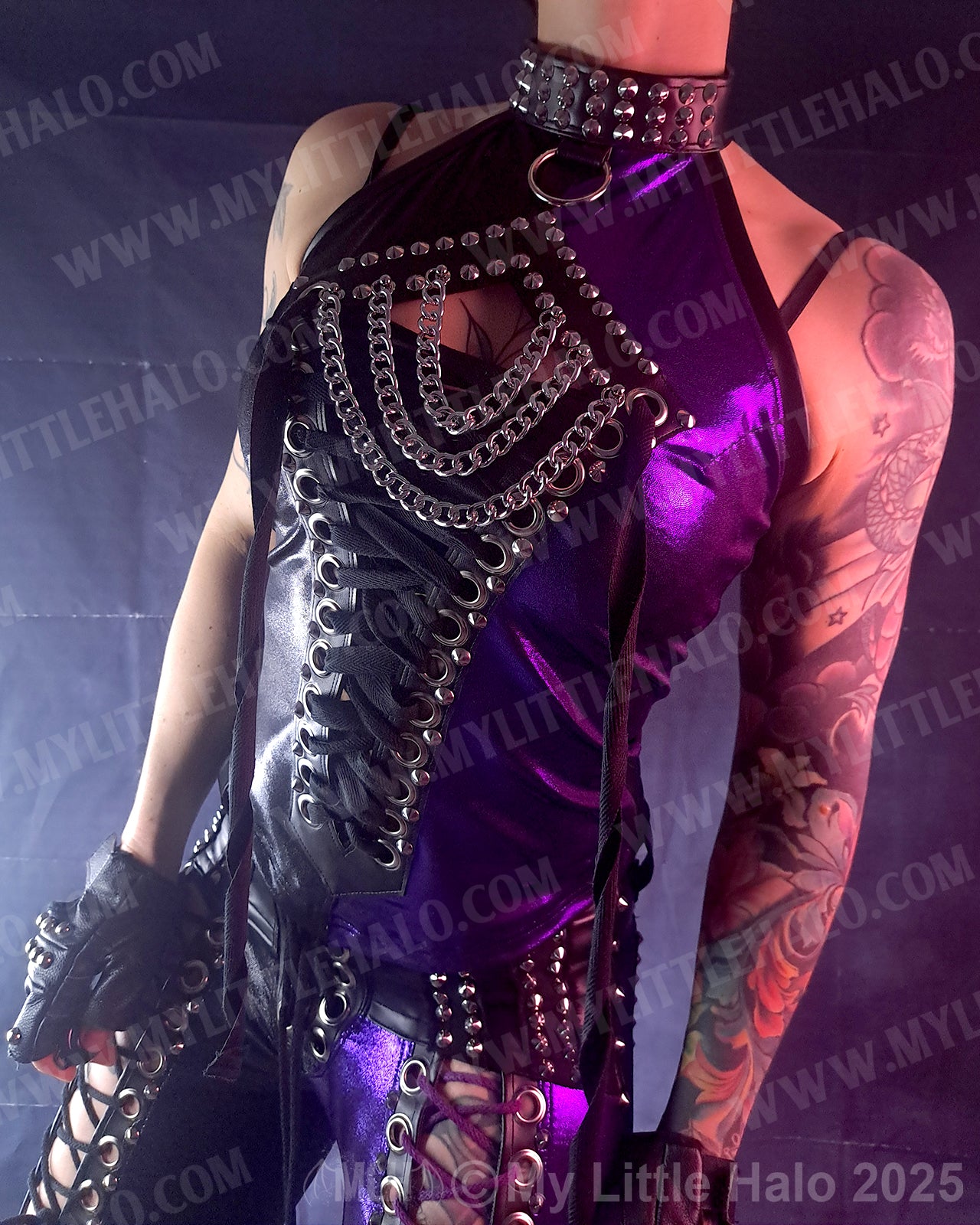 #20 Purple & Black Lace up Halter Top (04-24-12-1-020)