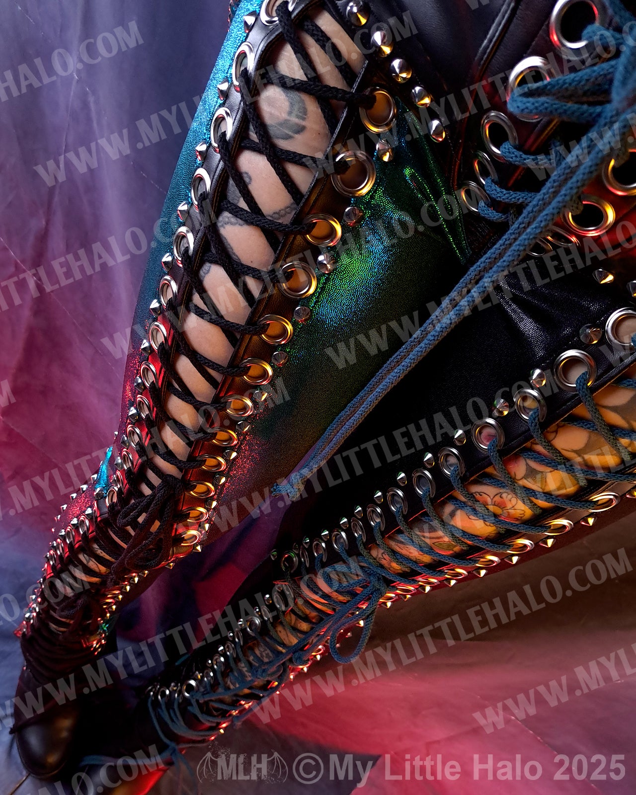 #21 Black & Teal Front Lace up Skinny Pants